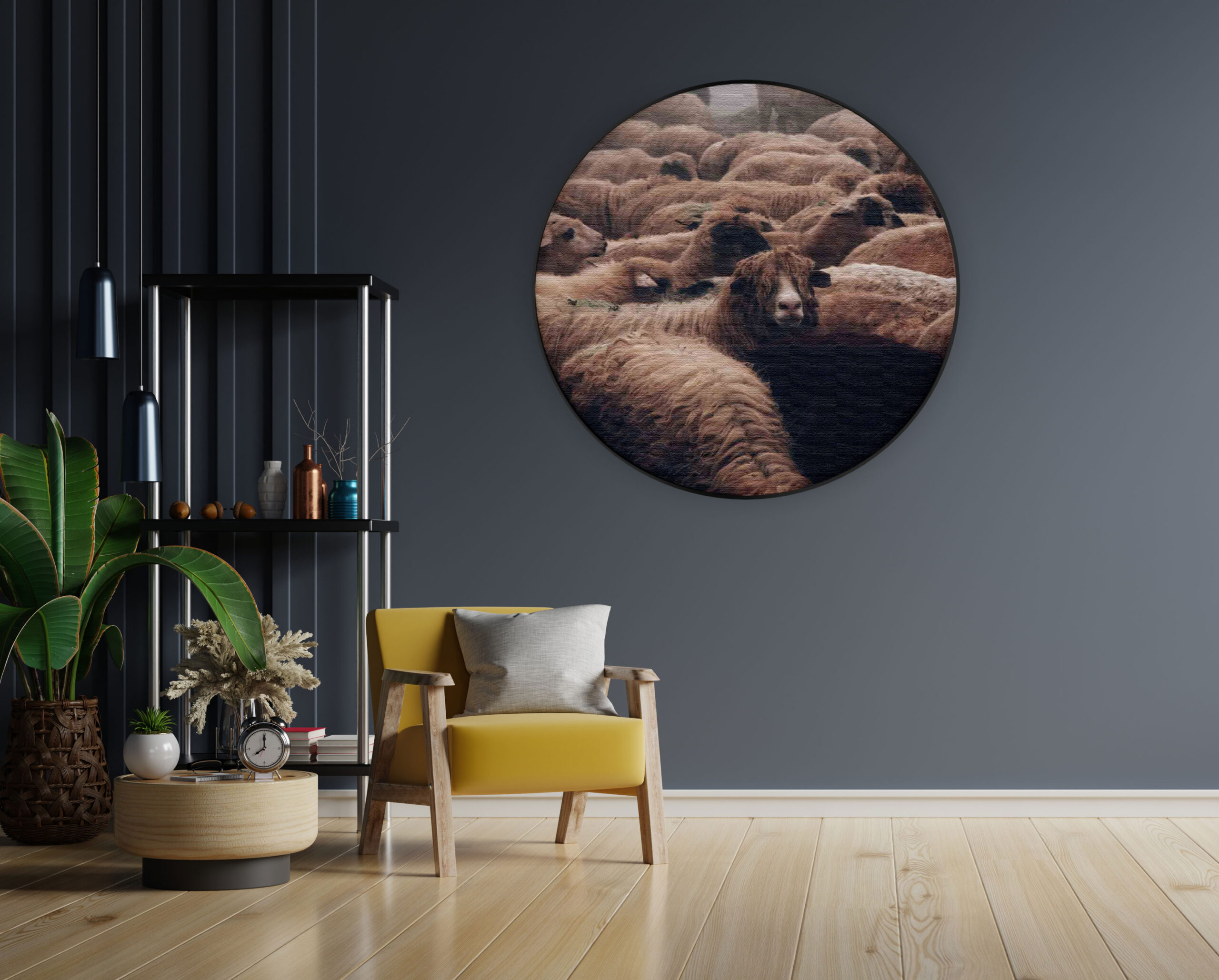 Akoestisch Schilderij Kudde Schapen Rond - Muurcirkel Template Vierkant Rond dieren 8 1 scaled 1