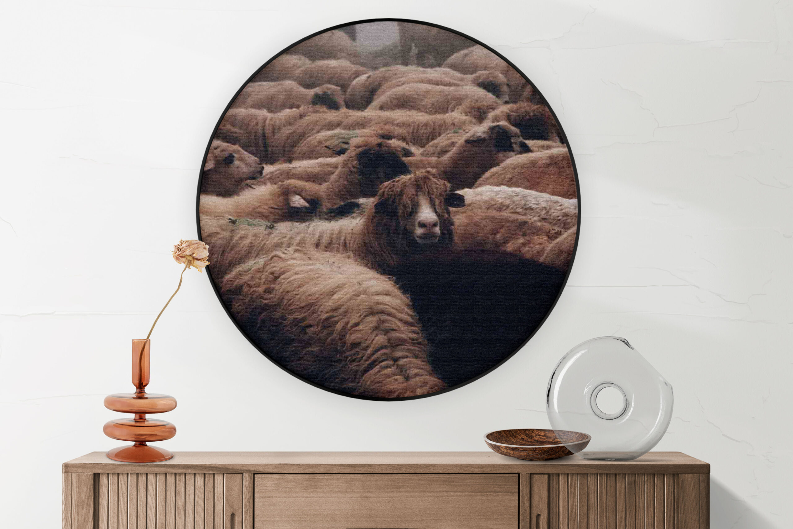 Akoestisch Schilderij Kudde Schapen Rond - Muurcirkel Template Vierkant Rond dieren 8 2 scaled 1