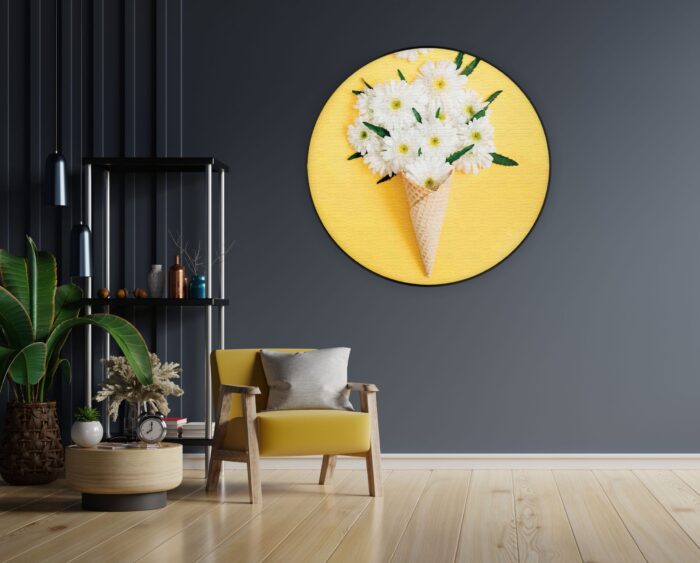 Akoestisch Schilderij Ijshoorn met Bloemen Rond - Muurcirkel Template Vierkant Rond eten en drinken 15 1 1 scaled 1