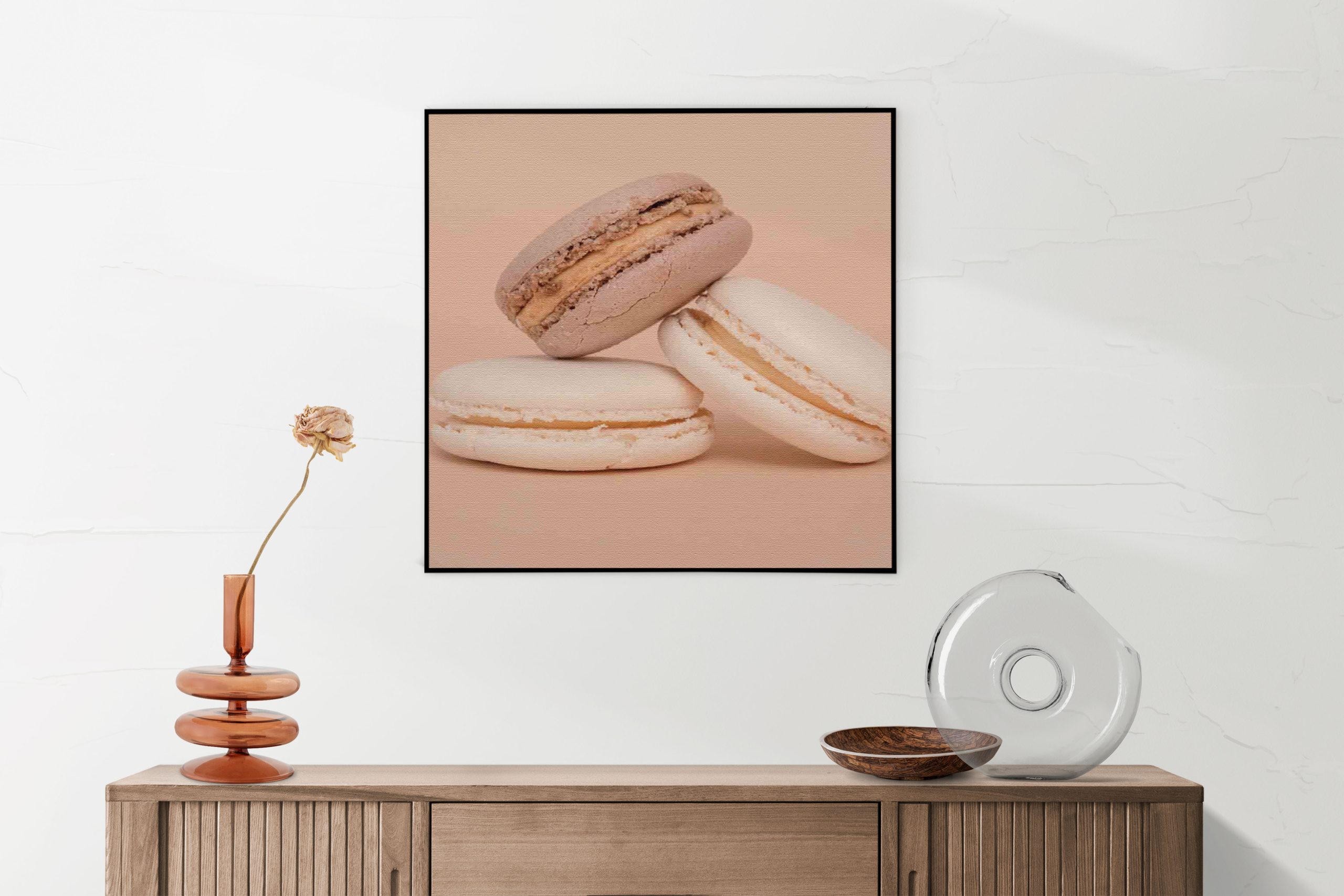 Akoestisch Schilderij Macarons Beige Tinten 01 Vierkant Template Vierkant Rond eten en drinken 26 1 4 scaled 1