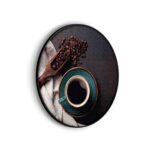 Akoestisch Schilderij Koffiebonen met Kop koffie Rond - Muurcirkel Template Vierkant Rond eten en drinken 41 scaled 1