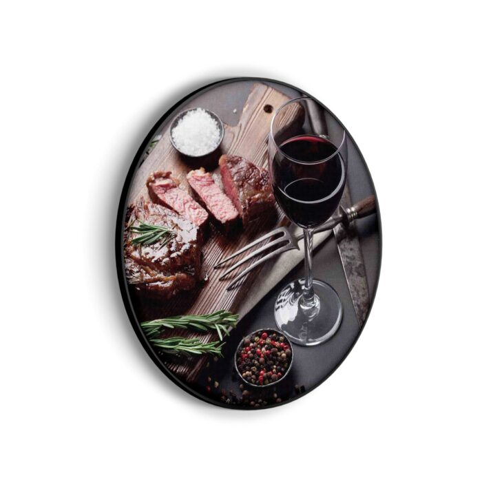 Akoestisch Schilderij Beef met Rode Wijn Rond - Muurcirkel Template Vierkant Rond eten en drinken 47 scaled 1