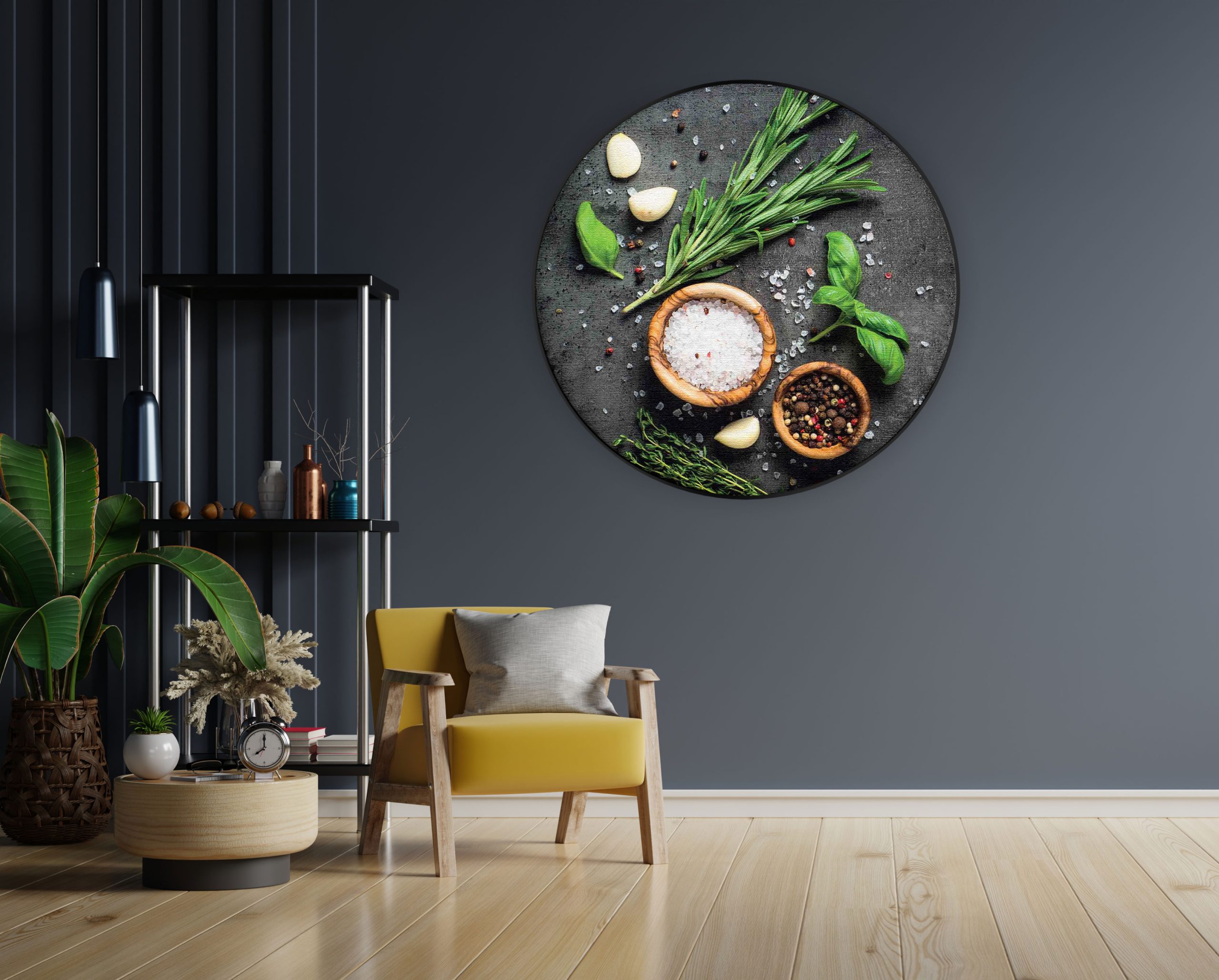 Akoestisch Schilderij Specerijen met Groen Rond - Muurcirkel Template Vierkant Rond eten en drinken 63 1 1 scaled 1