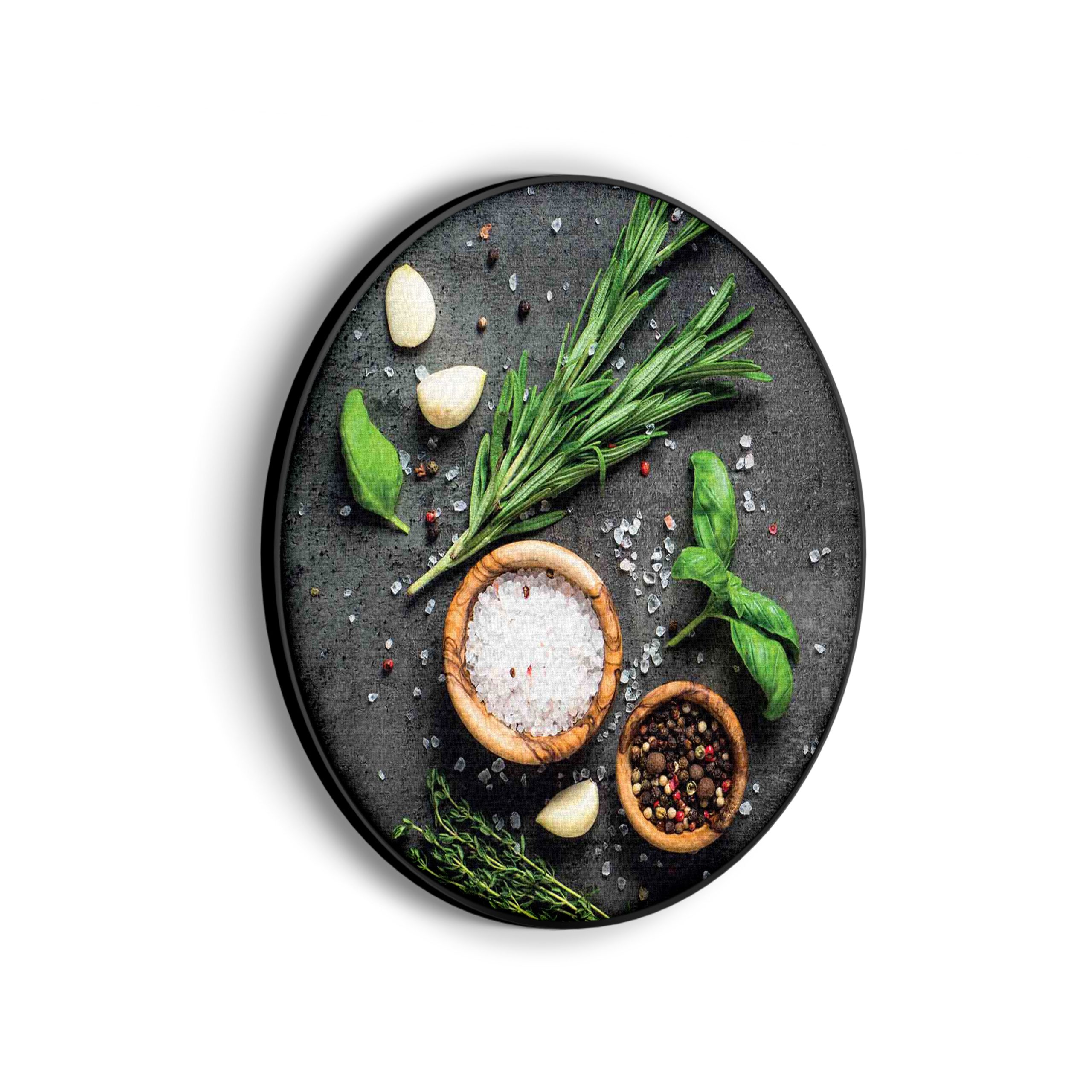 Akoestisch Schilderij Specerijen met Groen Rond - Muurcirkel Template Vierkant Rond eten en drinken 63 scaled 1