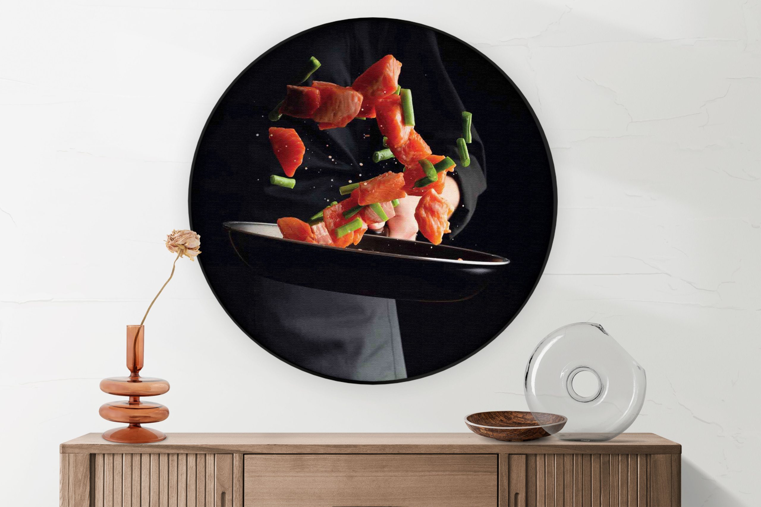 Akoestisch Schilderij Zalm Wokken Rond - Muurcirkel Template Vierkant Rond eten en drinken 64 1 2 scaled 1