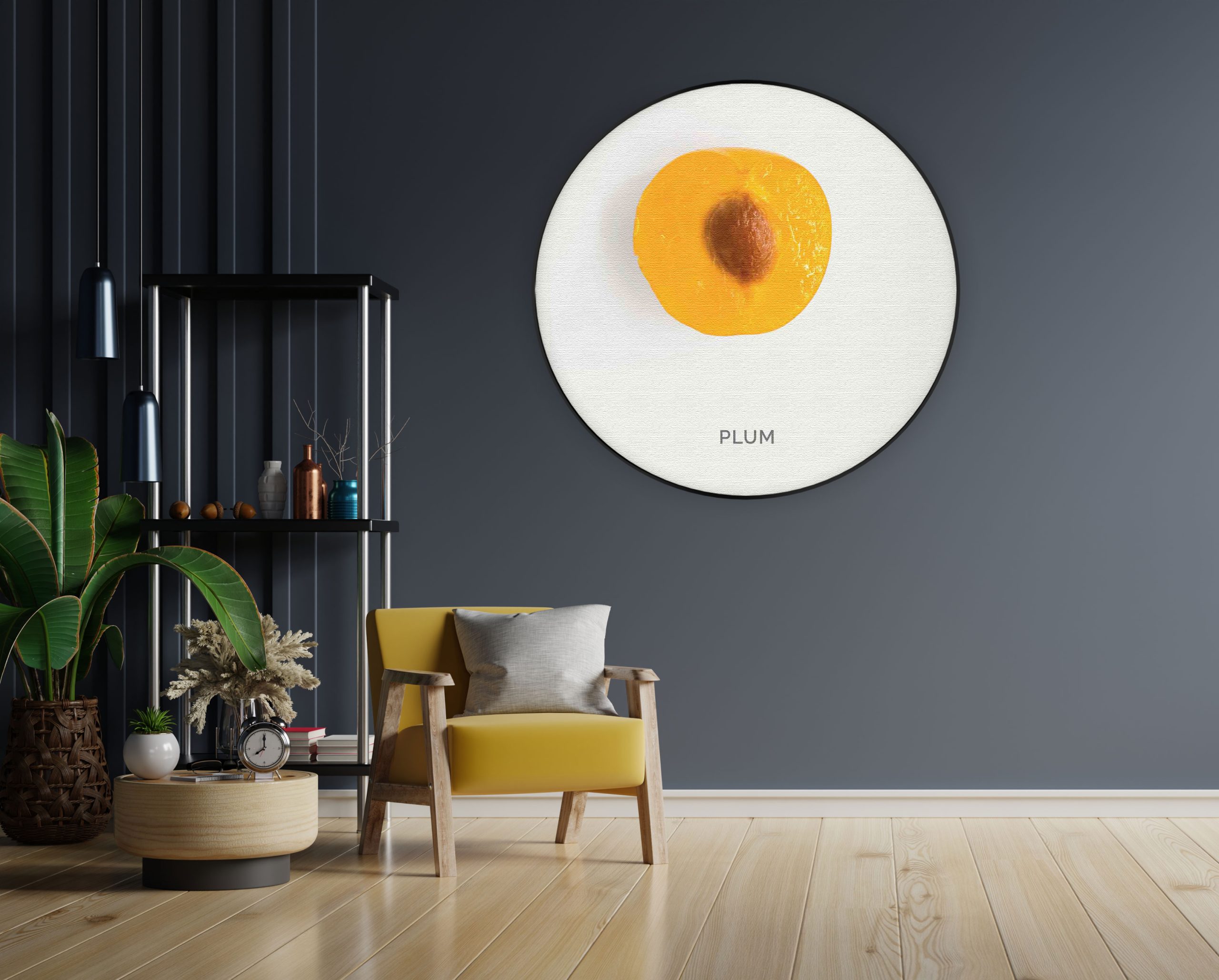 Akoestisch Schilderij Plum Pruim Oranje Rond - Muurcirkel Template Vierkant Rond eten en drinken 9 1 1 scaled 1