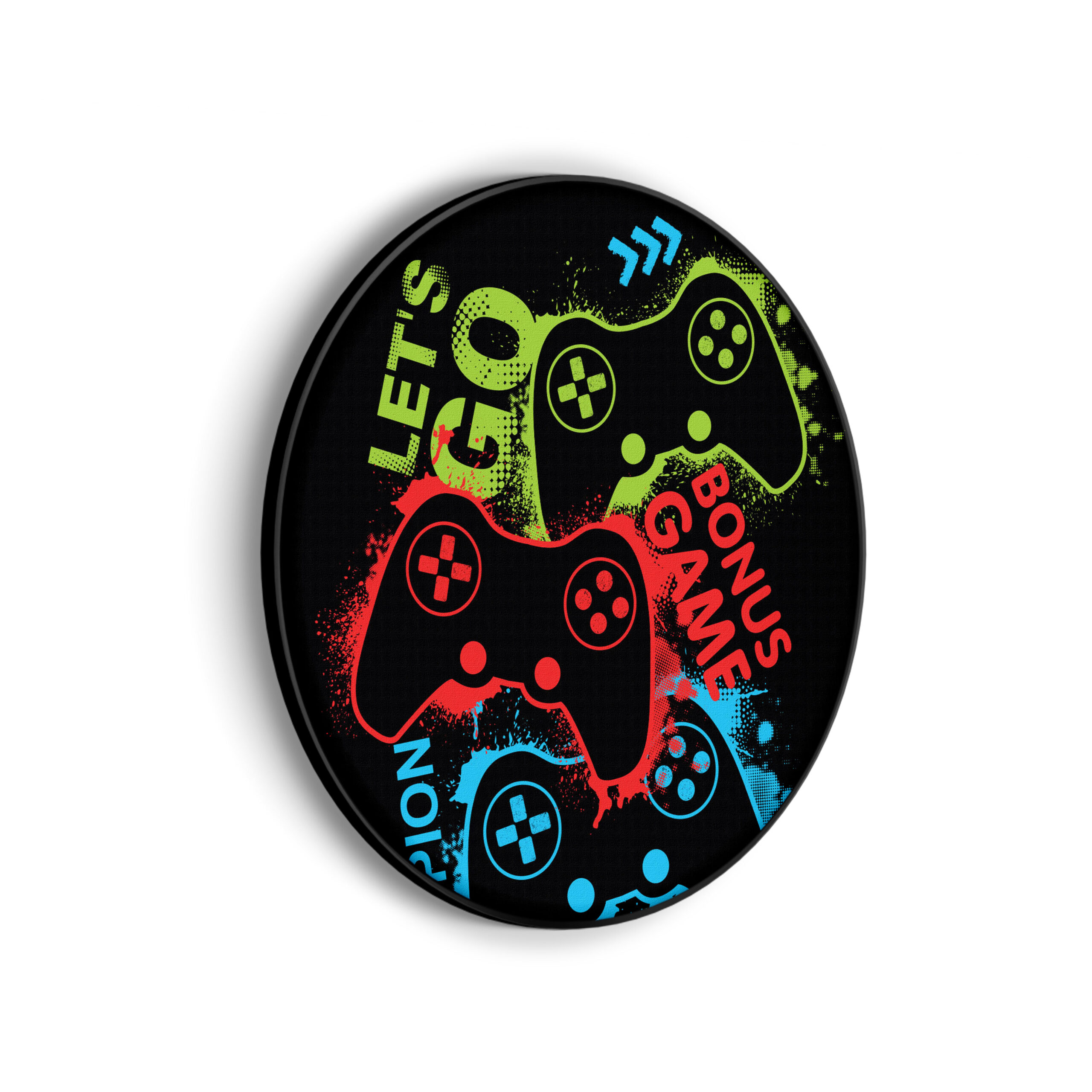 Akoestisch Schilderij Let's Game Rond - Muurcirkel Template Vierkant Rond gaming en spel 17 1 2 scaled 1
