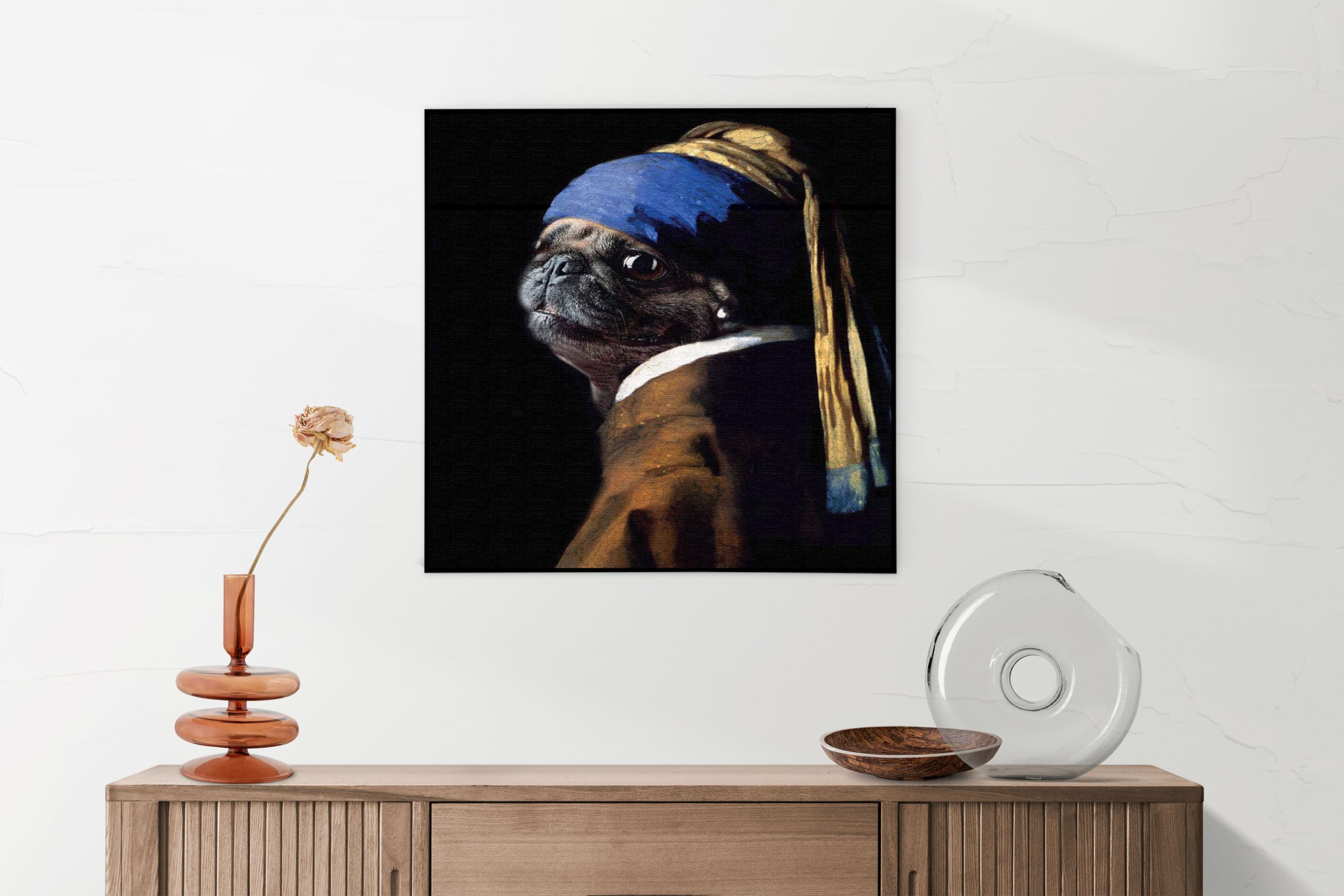 Akoestisch Schilderij Menselijke Bulldog Hond Als Meisje Met De Parel Vierkant Template Vierkant Rond ironisch 10 1 1 scaled 1