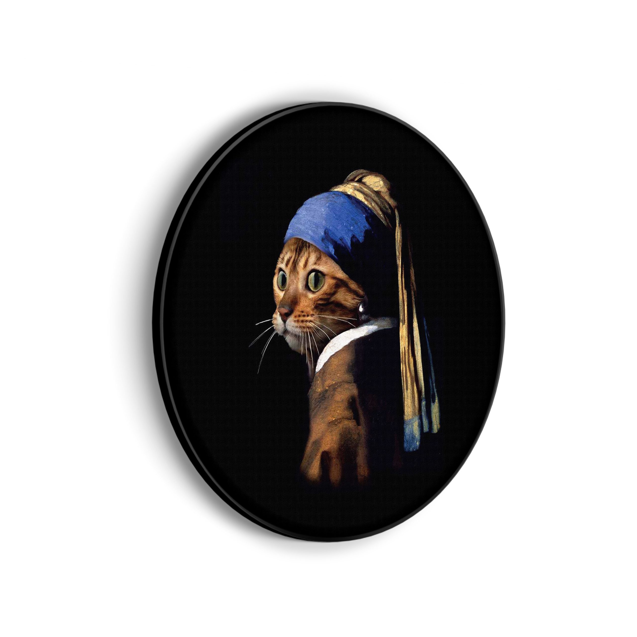 Akoestisch Schilderij Menselijke Kat Als Meisje Met De Parel Rond - Muurcirkel Template Vierkant Rond ironisch 11 2 scaled 1