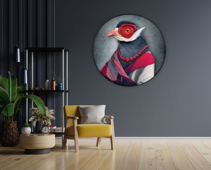 Akoestisch Schilderij Menselijke Vrouwelijke Vogel Rond - Muurcirkel Template Vierkant Rond ironisch 6 3 scaled 1