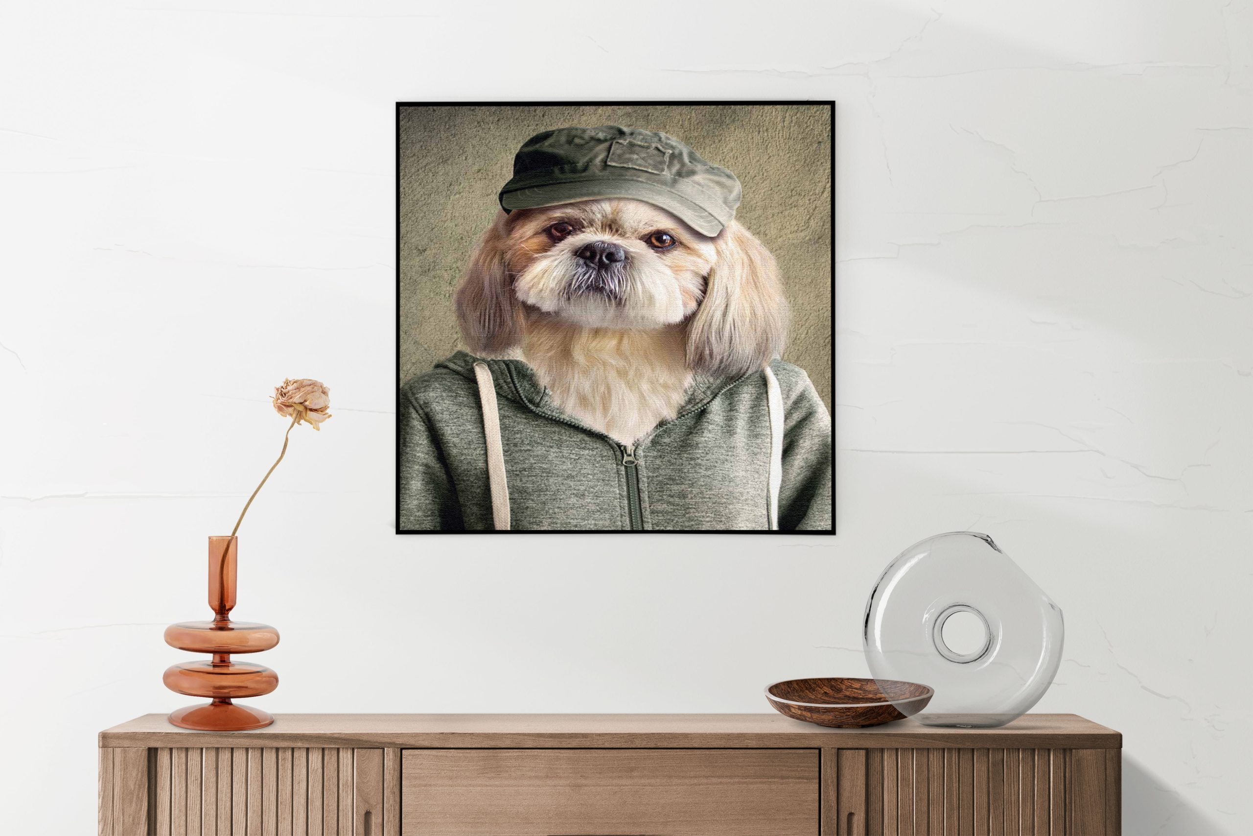 Akoestisch Schilderij Menselijke Hond Met Pet Vierkant Template Vierkant Rond ironisch 8 1 1 scaled 1