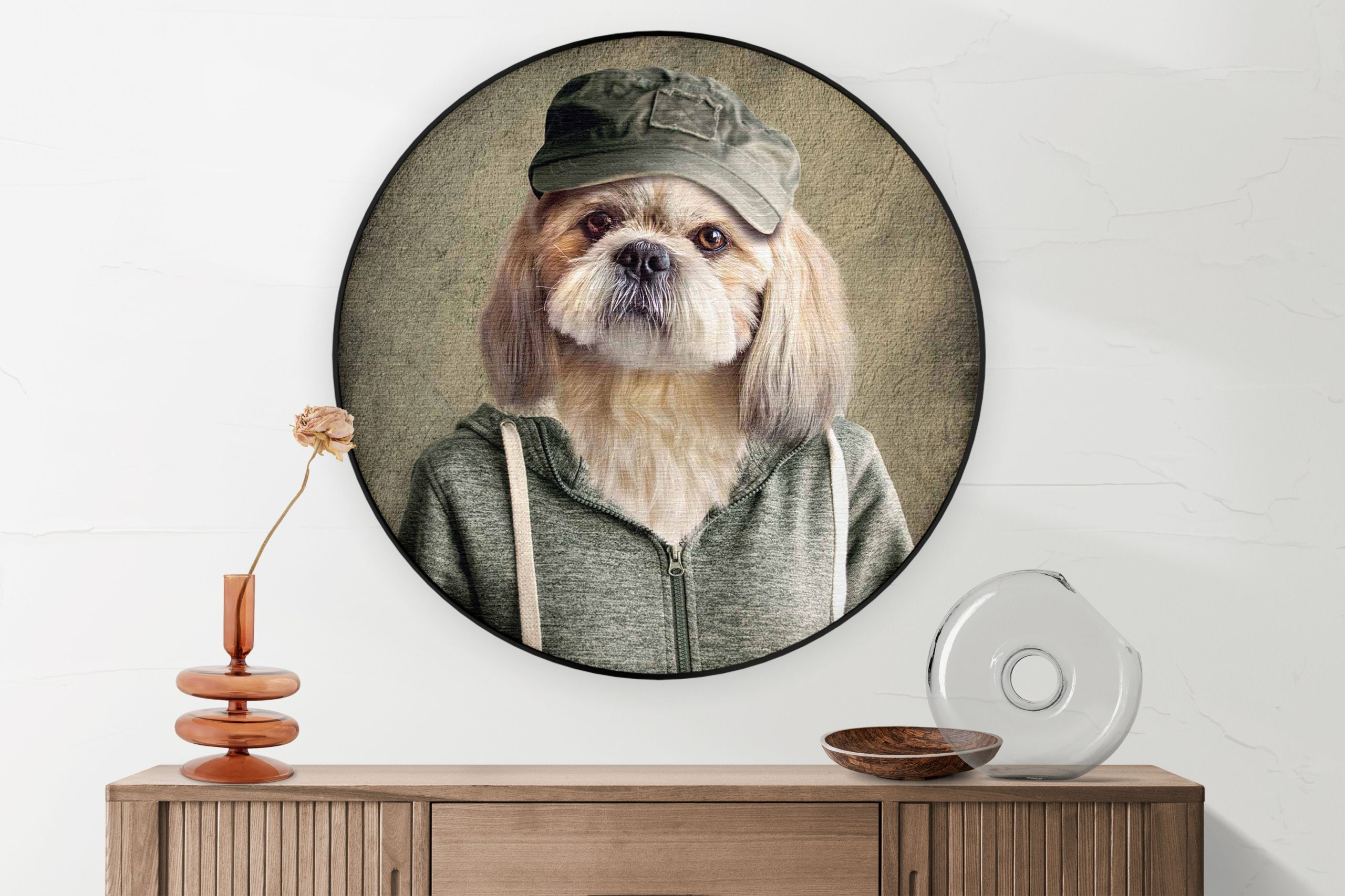 Akoestisch Schilderij Menselijke Kat Als Meisje Met De Parel Rond - Muurcirkel Template Vierkant Rond ironisch 8 1 2 scaled 1