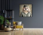 Akoestisch Schilderij Menselijke Hond Met Pet Vierkant Template Vierkant Rond ironisch 8 1 scaled 1