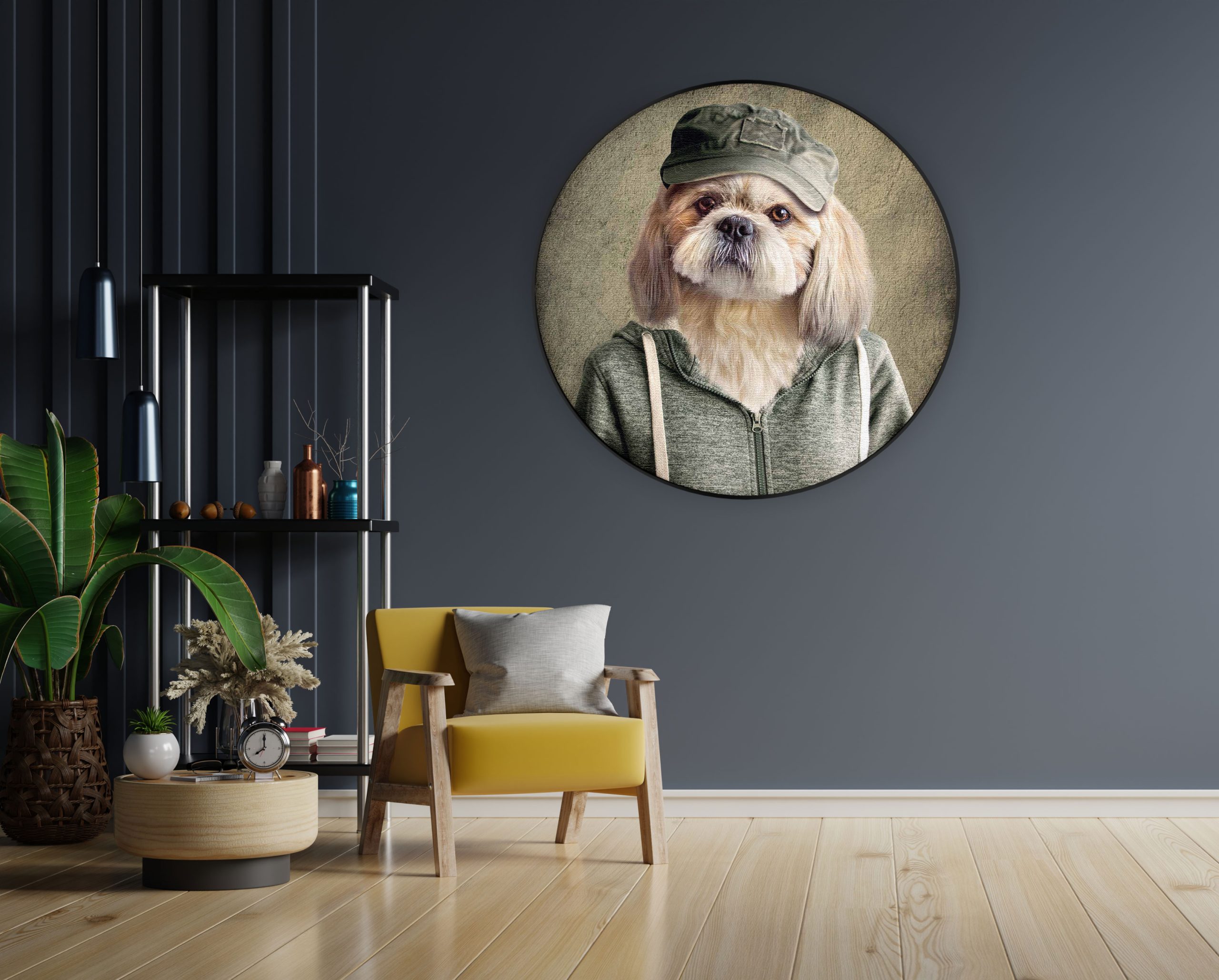 Akoestisch Schilderij Menselijke Kat Als Meisje Met De Parel Rond - Muurcirkel Template Vierkant Rond ironisch 8 3 scaled 1