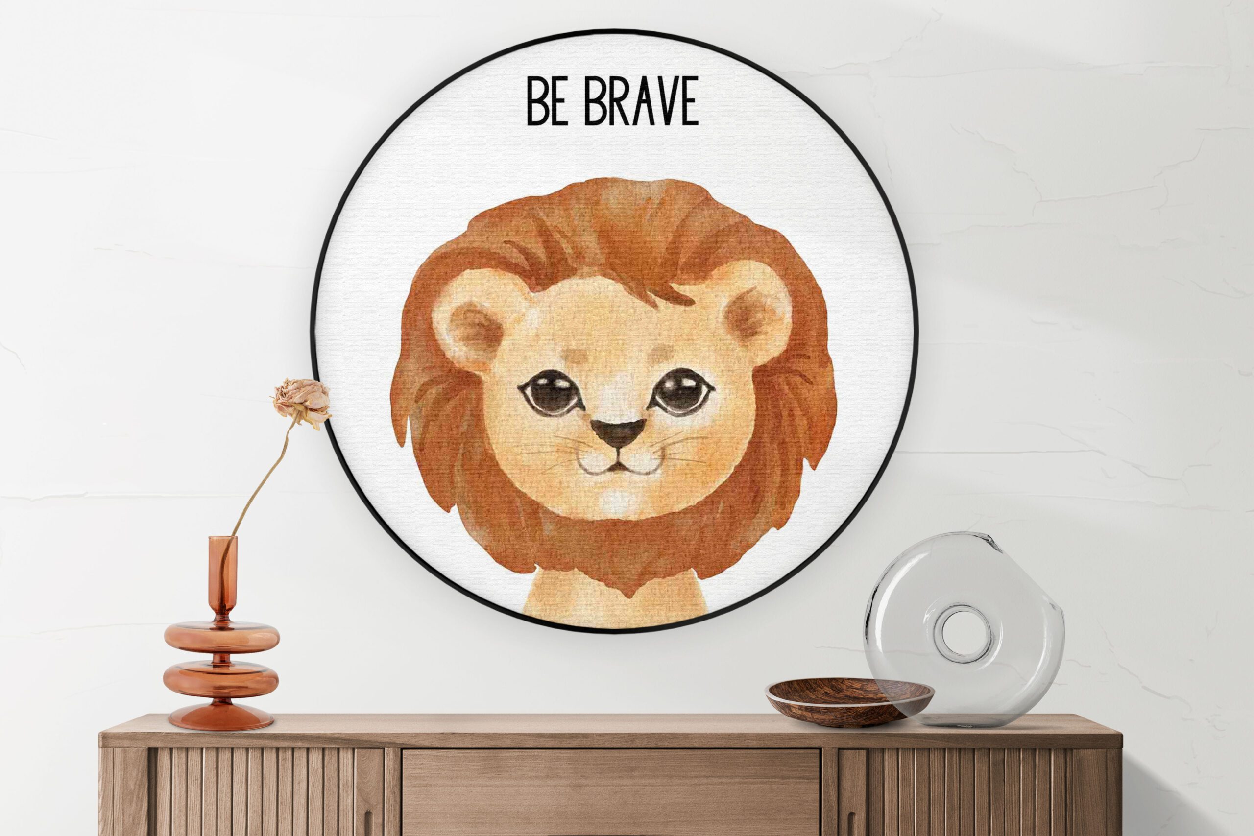 Akoestisch Schilderij Be Brave Leeuw Rond - Muurcirkel Template Vierkant Rond kinderen 10 1 4 scaled 1