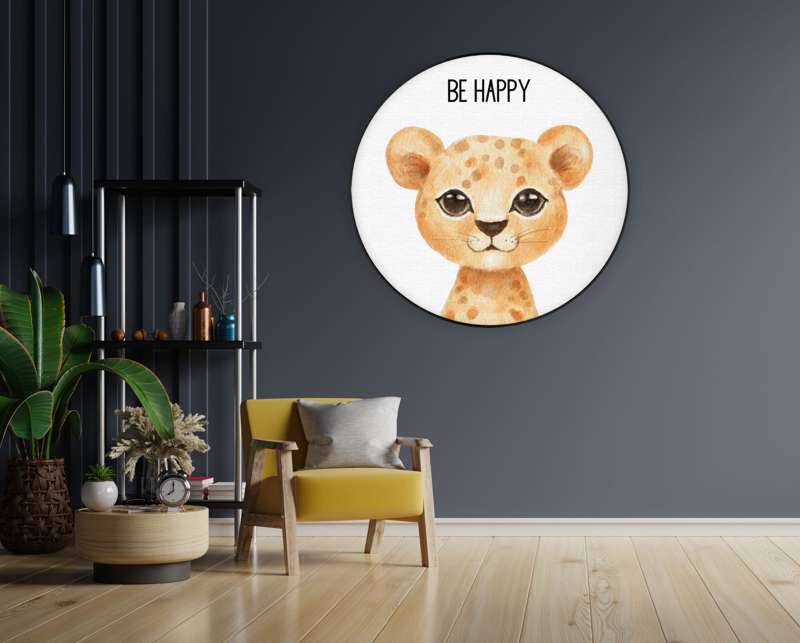 Akoestisch Schilderij Be Happy Leeuwin Rond - Muurcirkel Template Vierkant Rond kinderen 11 1 2 scaled 1