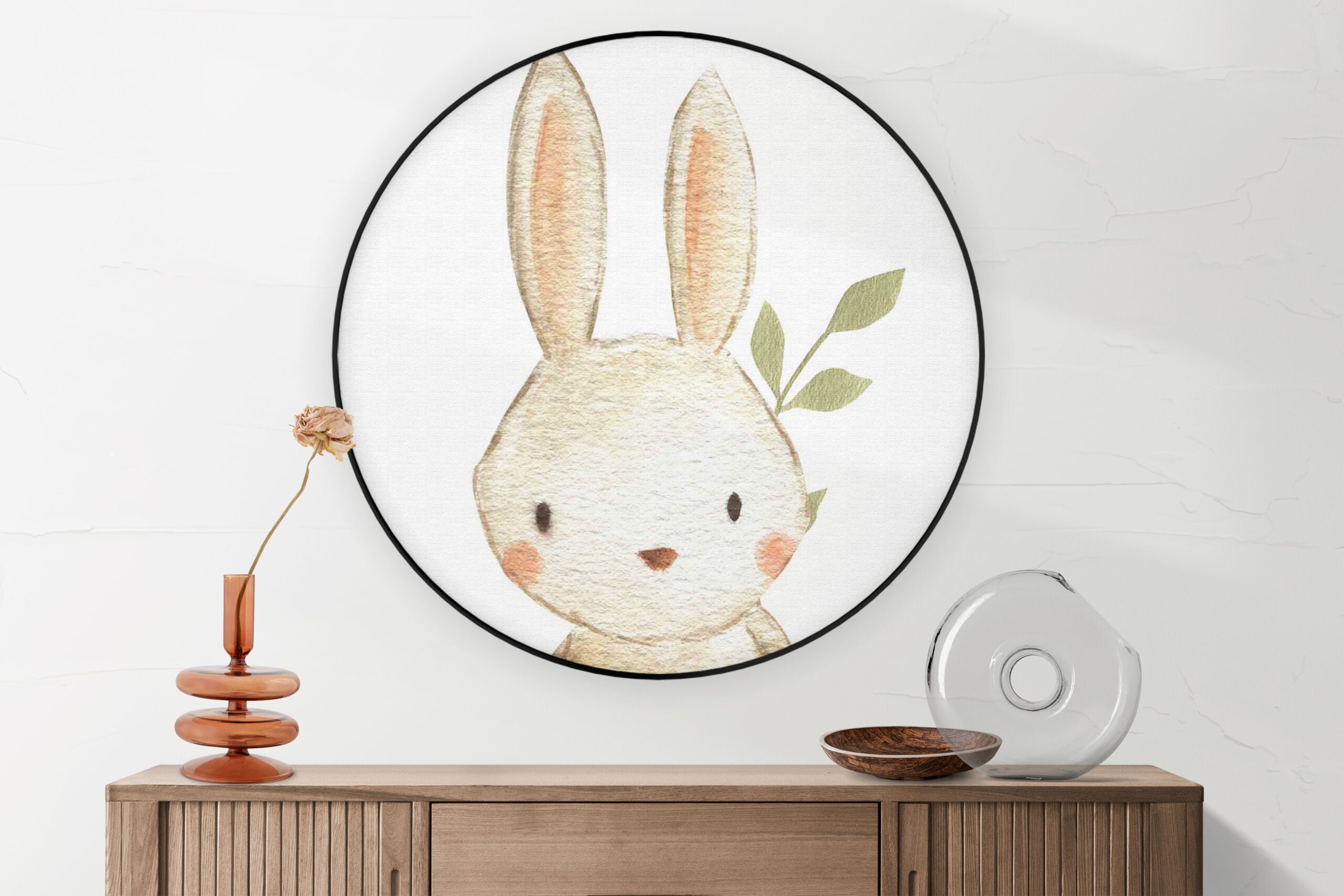 Akoestisch Schilderij Lief Klein Konijntje Rond - Muurcirkel Template Vierkant Rond kinderen 15 1 4 scaled 1