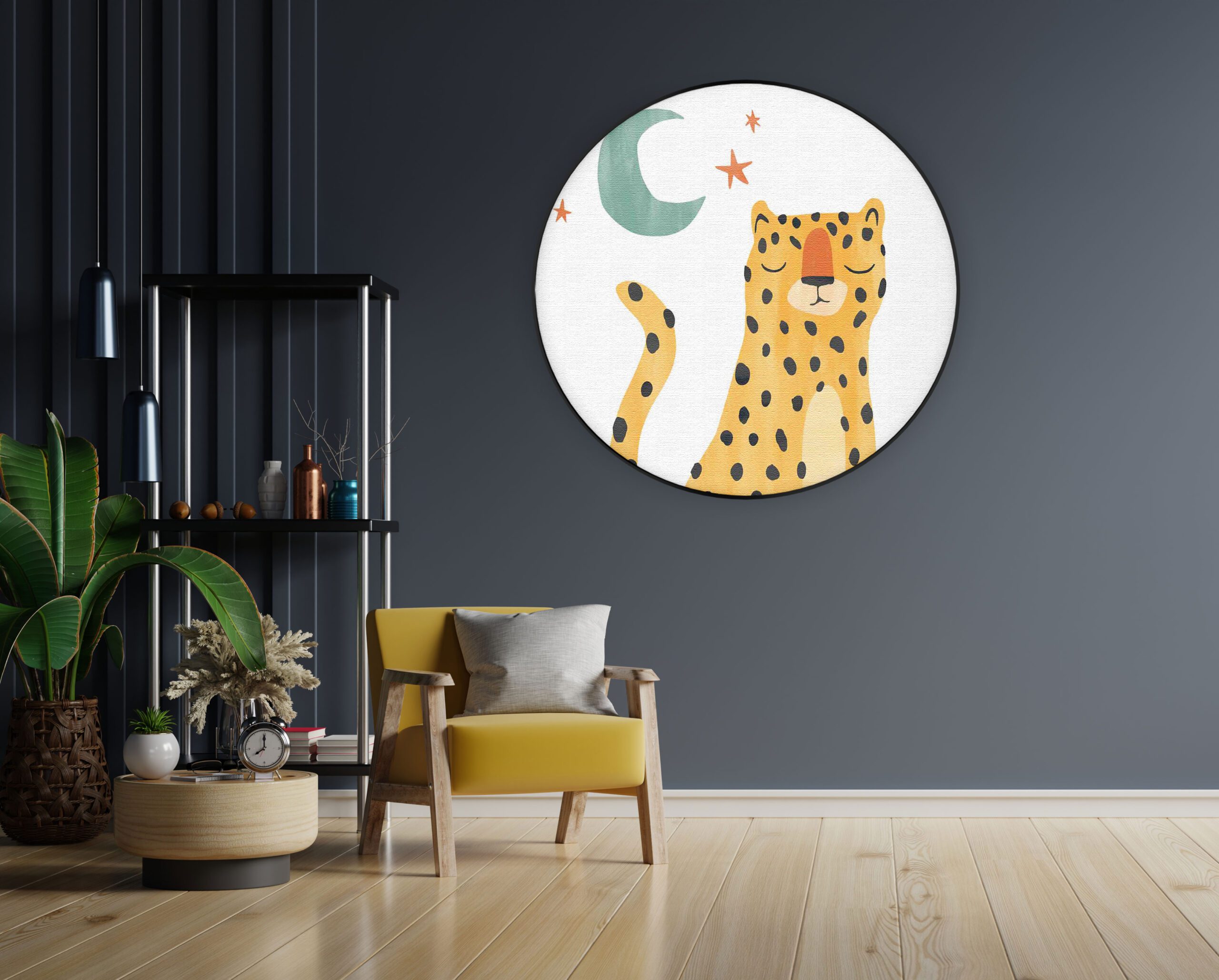 Akoestisch Schilderij Luie Luipaardje Rond - Muurcirkel Template Vierkant Rond kinderen 24 1 3 scaled 1