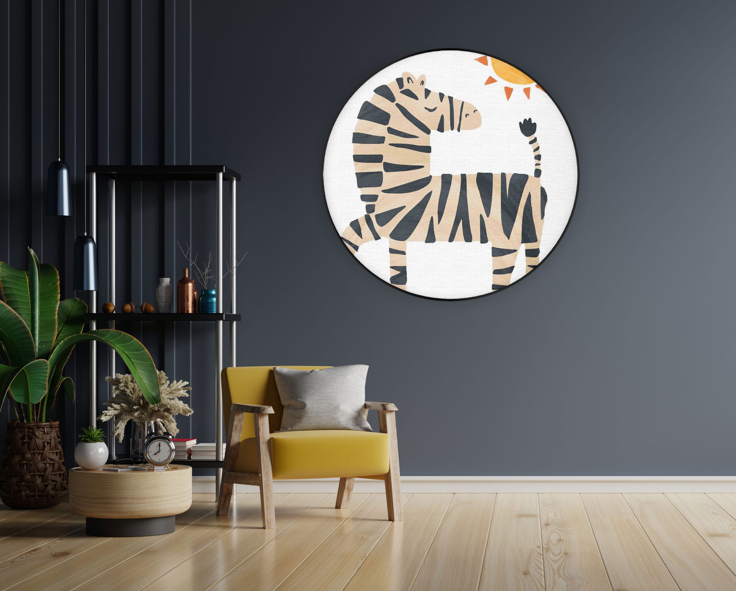 Akoestisch Schilderij Zebrapaardje in het zonnetje Rond - Muurcirkel Template Vierkant Rond kinderen 31 1 3 scaled 1