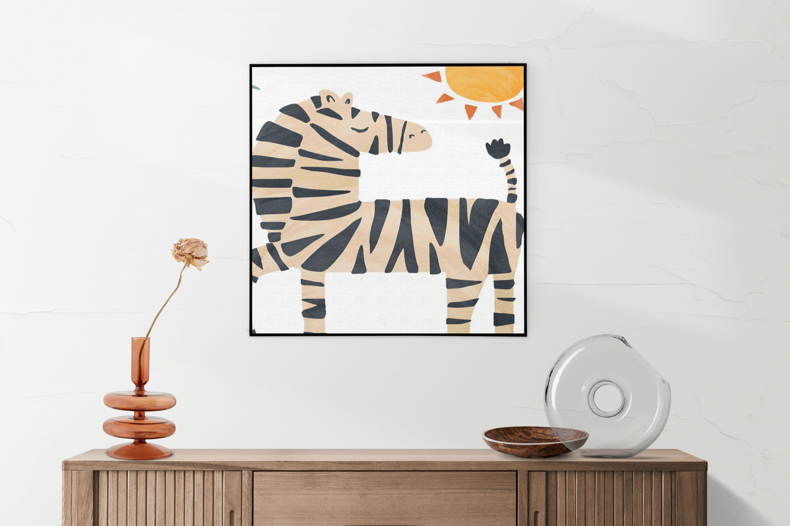 Akoestisch Schilderij Zebrapaardje in het zonnetje Vierkant Template Vierkant Rond kinderen 31 1 scaled 1