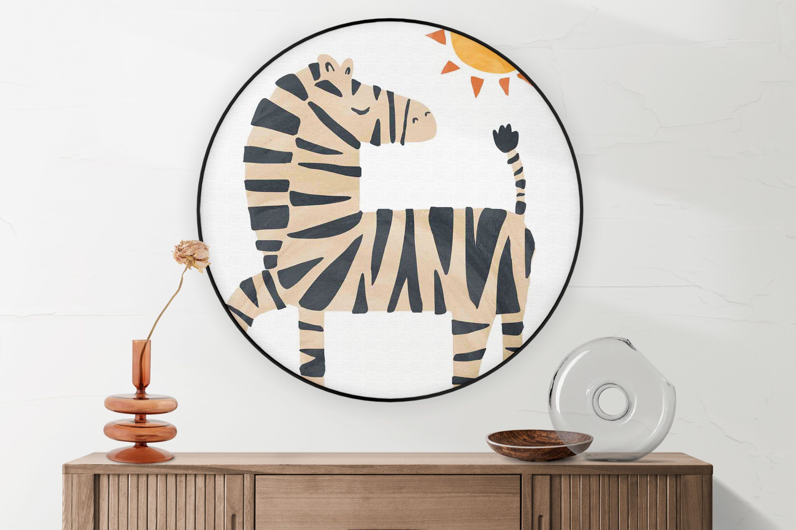 Akoestisch Schilderij Zebrapaardje in het zonnetje Rond - Muurcirkel Template Vierkant Rond kinderen 31 2 scaled 1