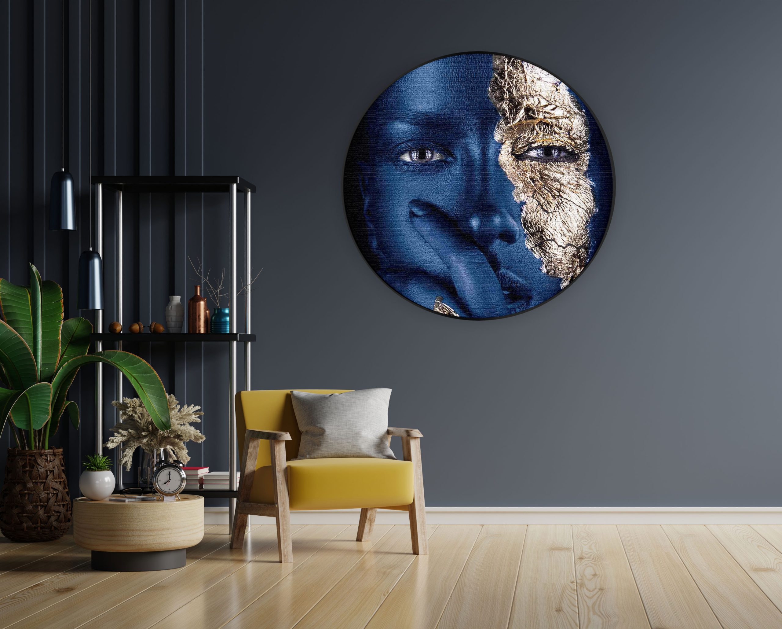 Akoestisch Schilderij Golden Whoman 01 Rond - Muurcirkel Template Vierkant Rond lifestyle 12 1 1 scaled 1