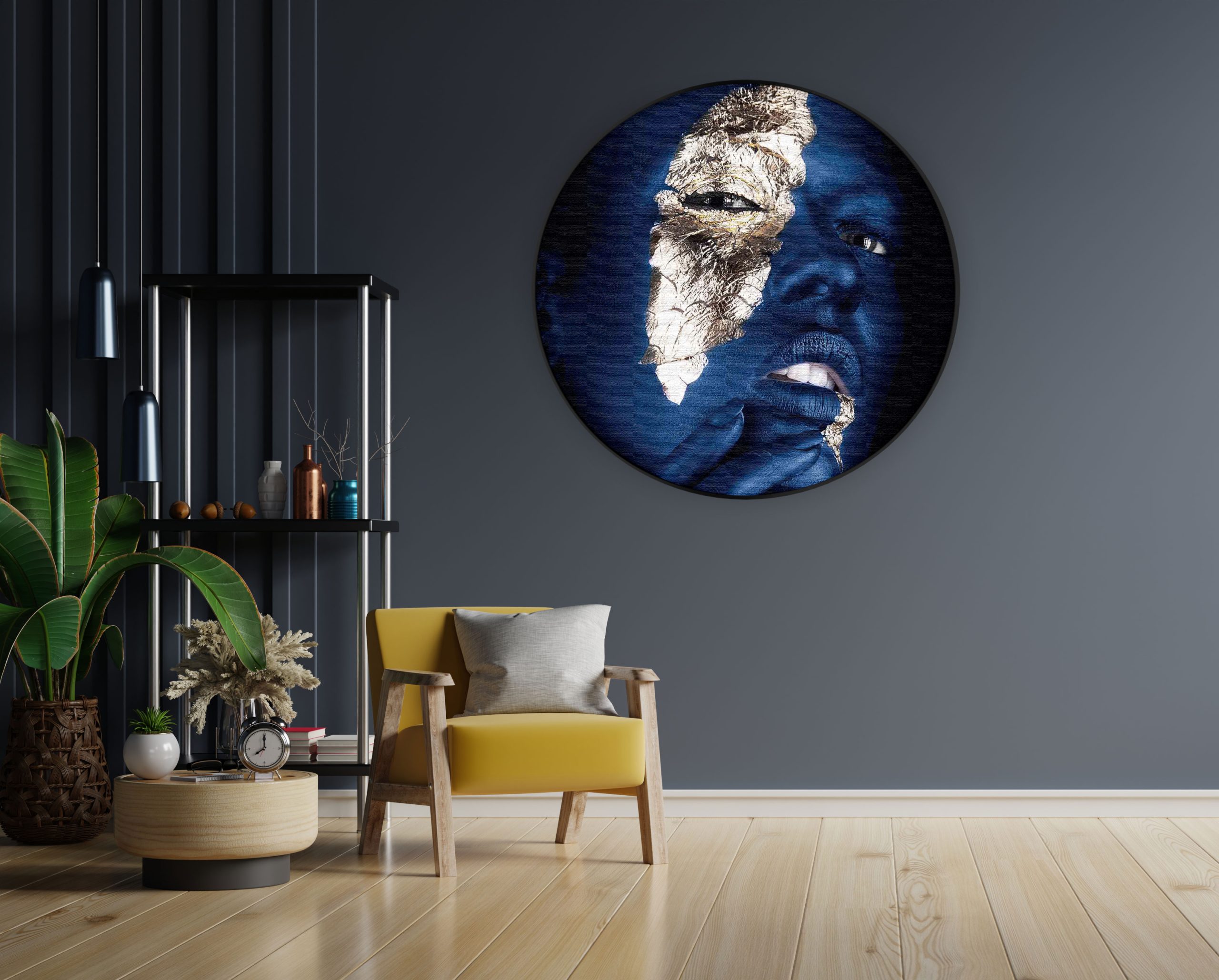 Akoestisch Schilderij Golden Whoman 02 Rond - Muurcirkel Template Vierkant Rond lifestyle 13 1 1 scaled 1