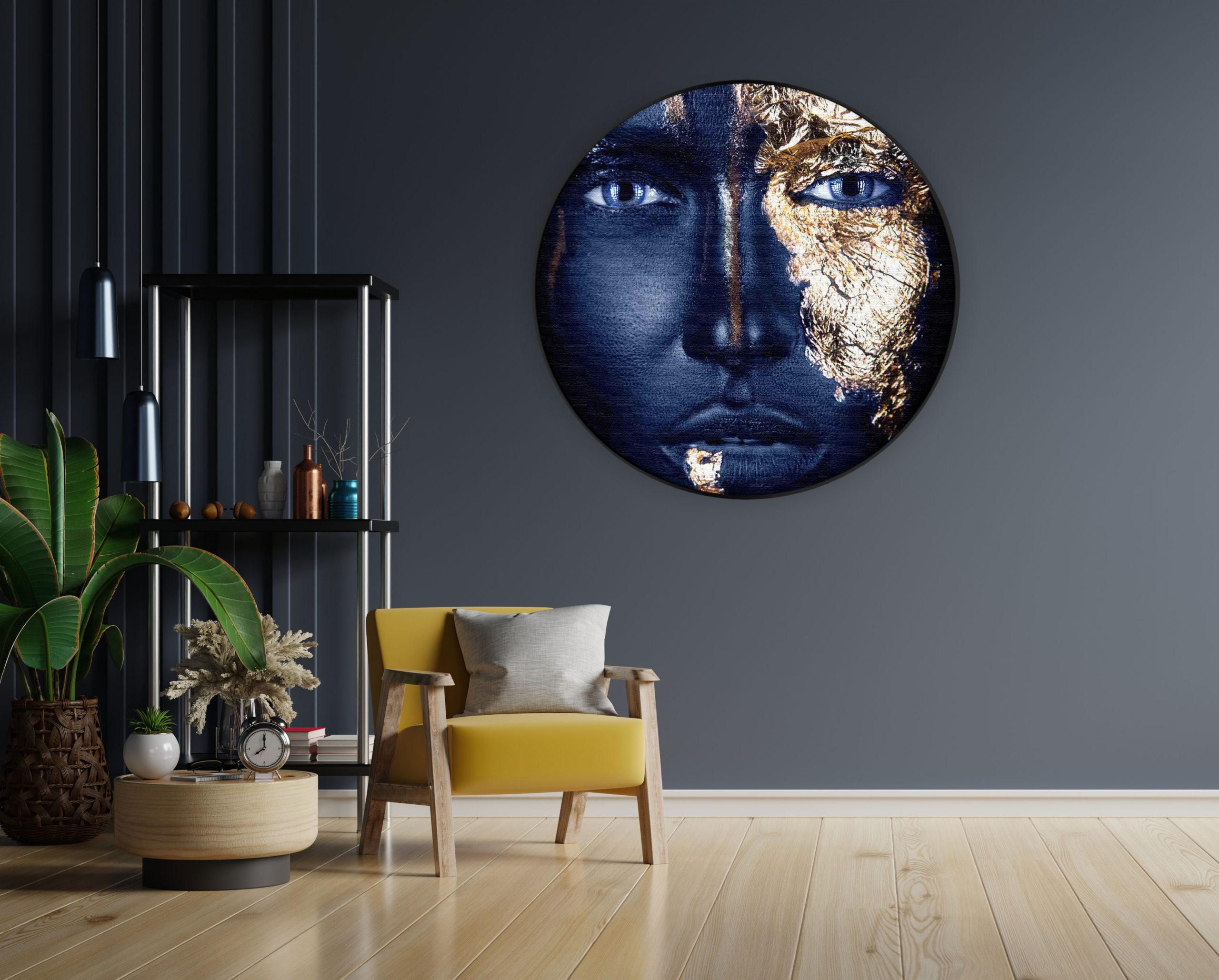 Akoestisch Schilderij Golden Whoman 03 Rond - Muurcirkel Template Vierkant Rond lifestyle 14 1 1 scaled 1