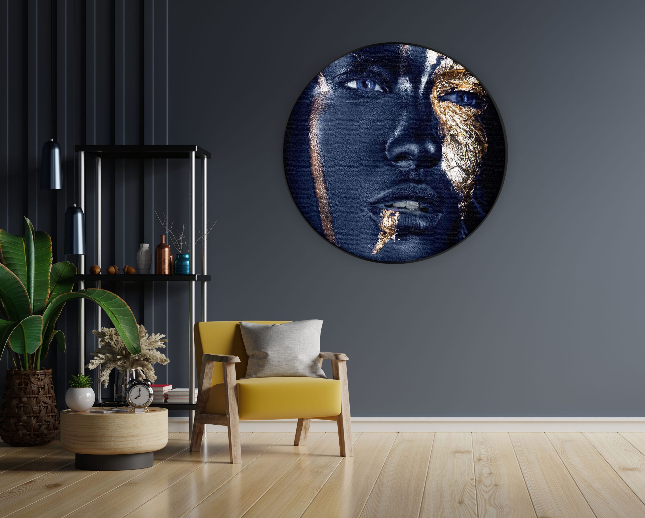 Akoestisch Schilderij Golden Whoman 05 Rond - Muurcirkel Template Vierkant Rond lifestyle 16 1 1 scaled 1