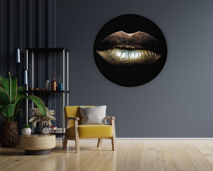 Akoestisch Schilderij Golden Lips Rond - Muurcirkel Template Vierkant Rond lifestyle 3 1 1 scaled 1