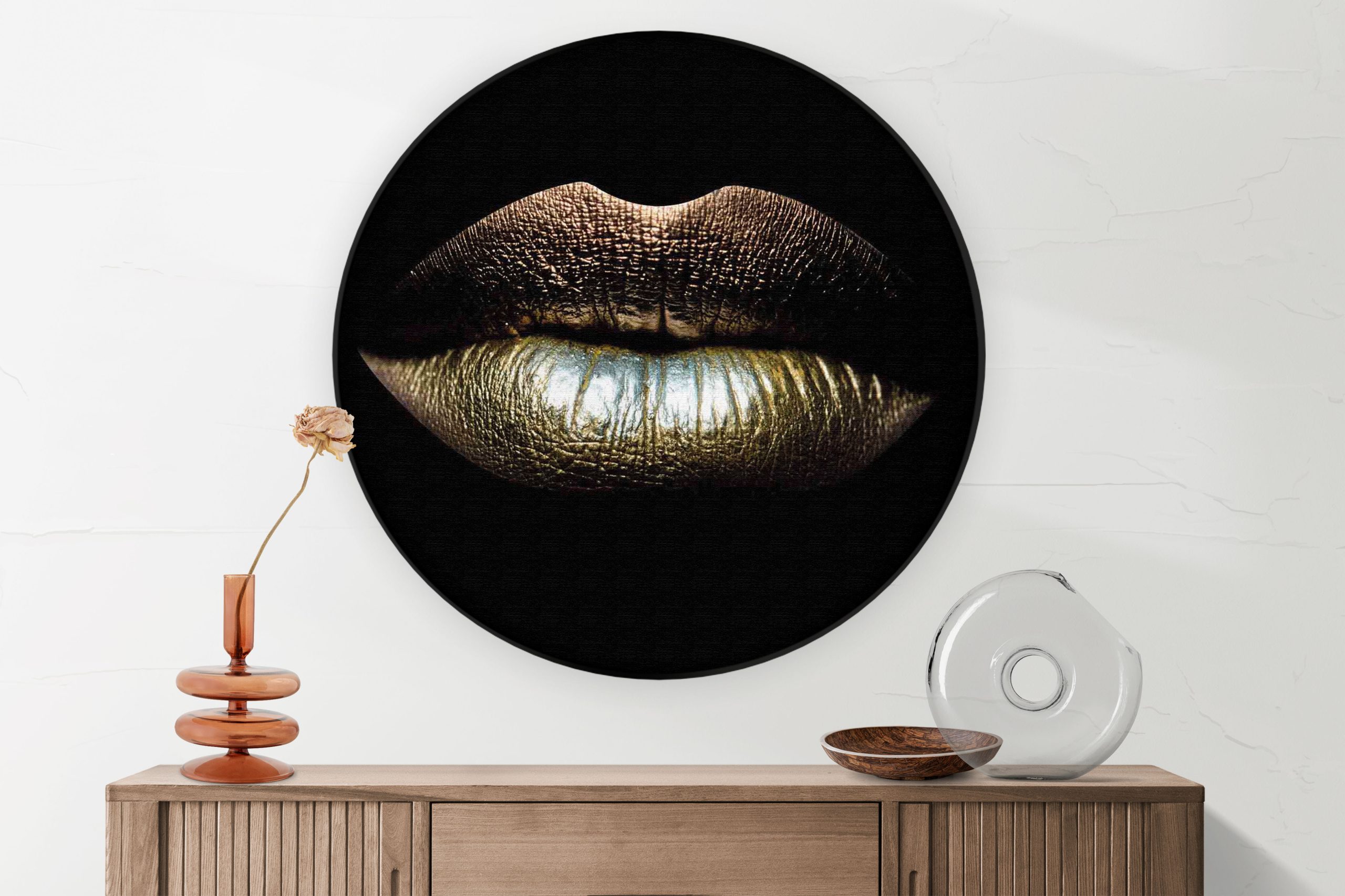 Akoestisch Schilderij Dame Gouden Make up Rond - Muurcirkel Template Vierkant Rond lifestyle 3 1 2 scaled 1