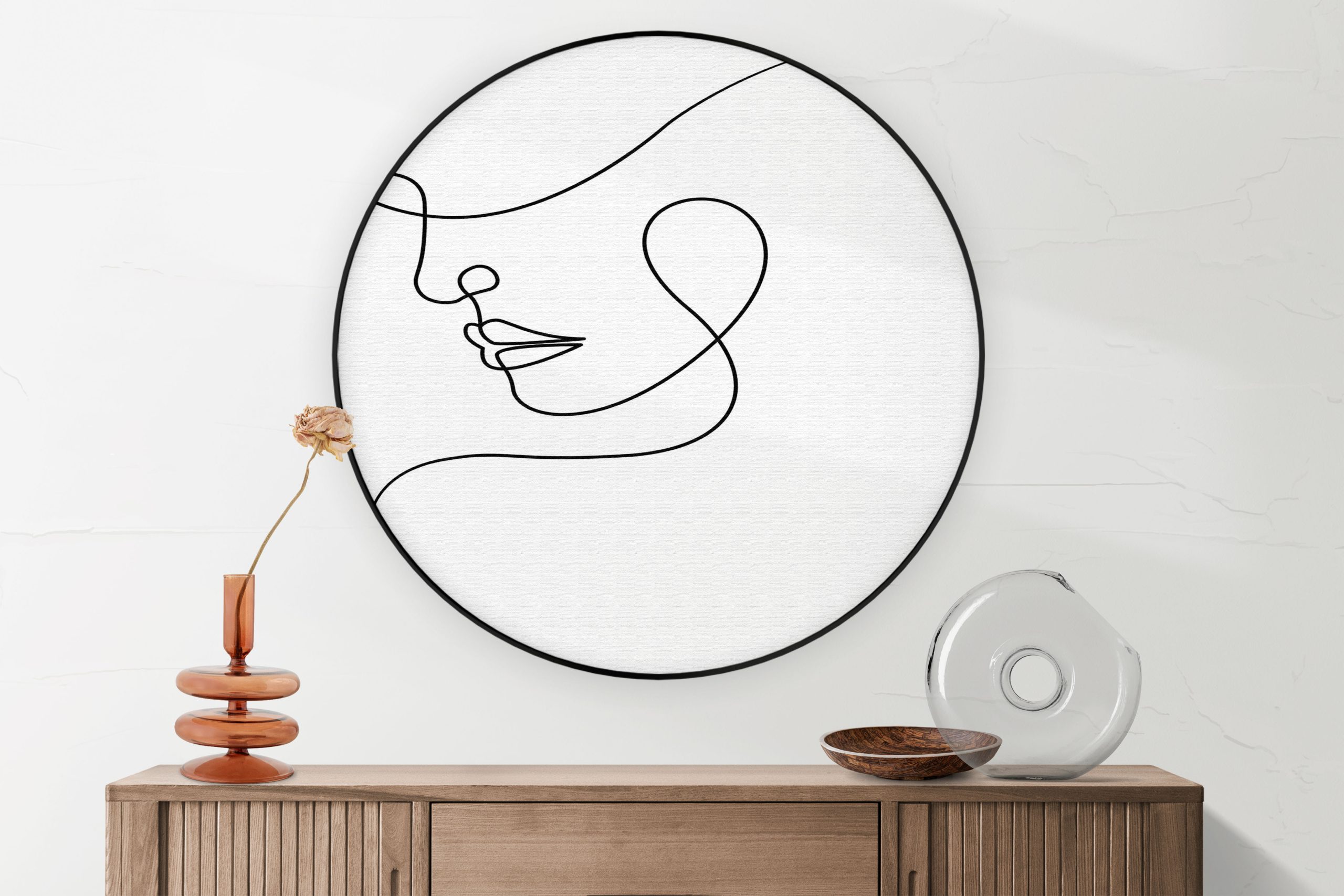 Akoestisch Schilderij Dame Gouden Make up Rond - Muurcirkel Template Vierkant Rond lifestyle 8 1 2 scaled 1