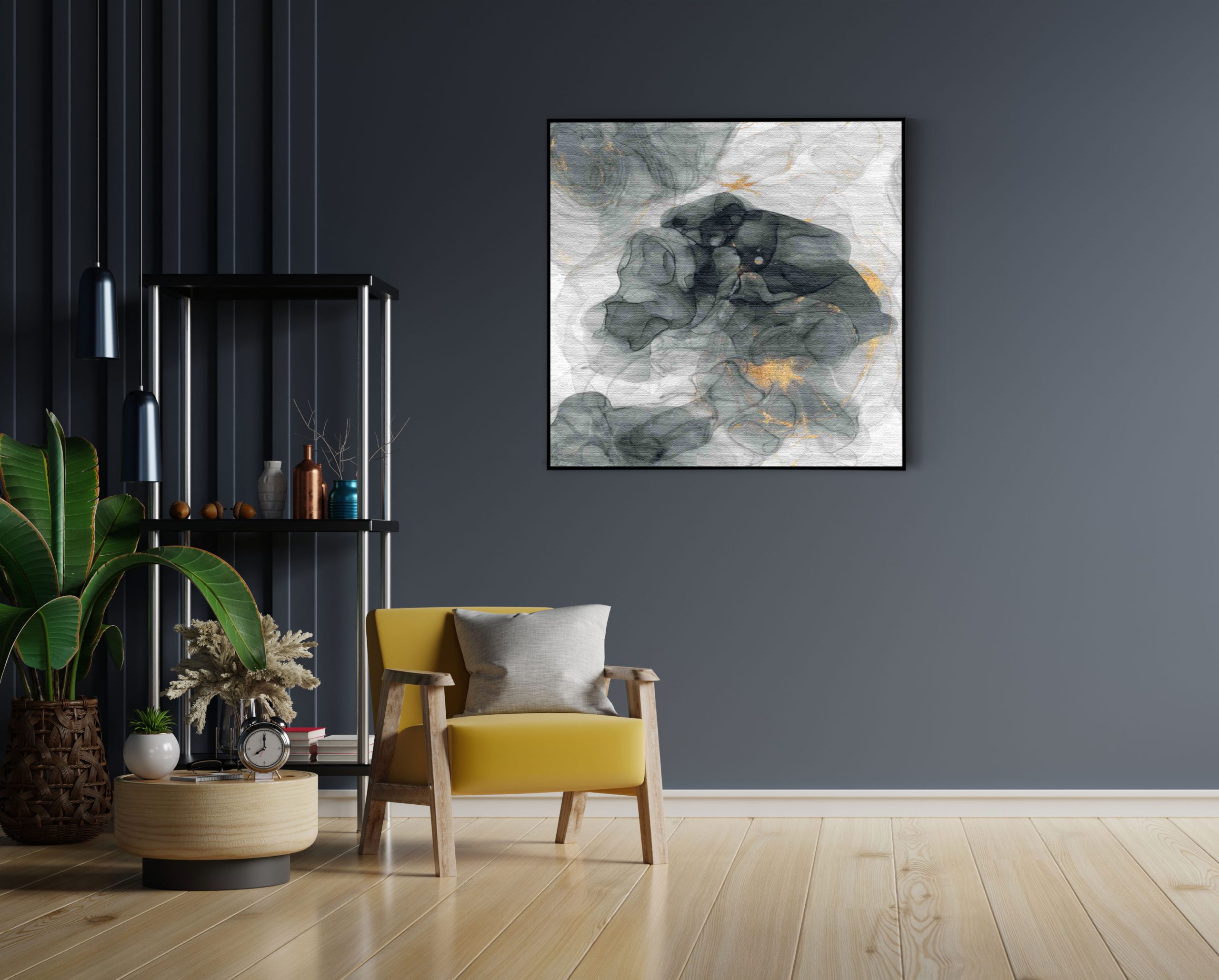 Akoestisch Schilderij Abstract Marmer Look Grijs met Goud 02 Vierkant Template Vierkant Rond marmer 10 1 4 scaled 1