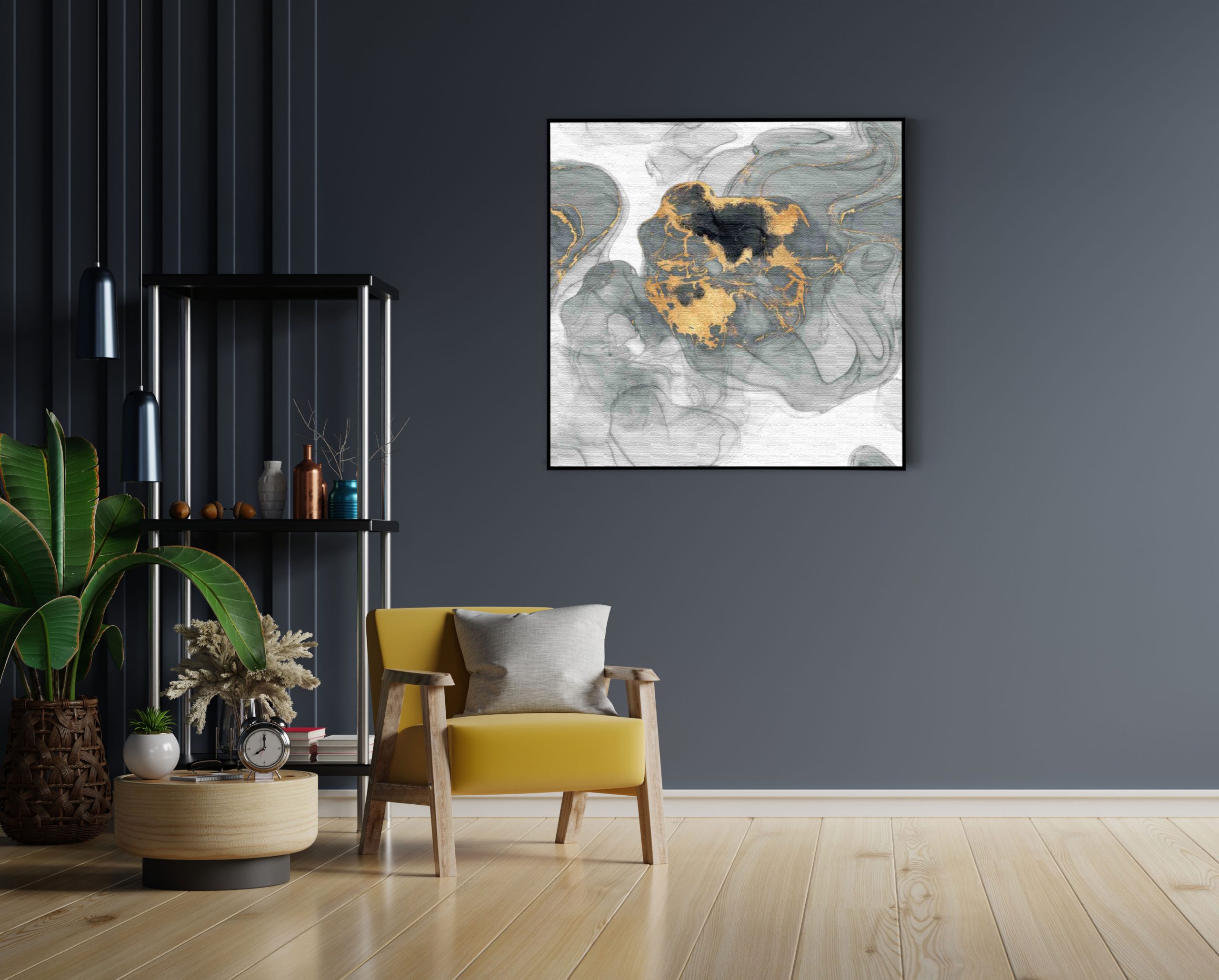 Akoestisch Schilderij Abstract Marmer Look Grijs met Goud 03 Vierkant Template Vierkant Rond marmer 11 1 4 scaled 1