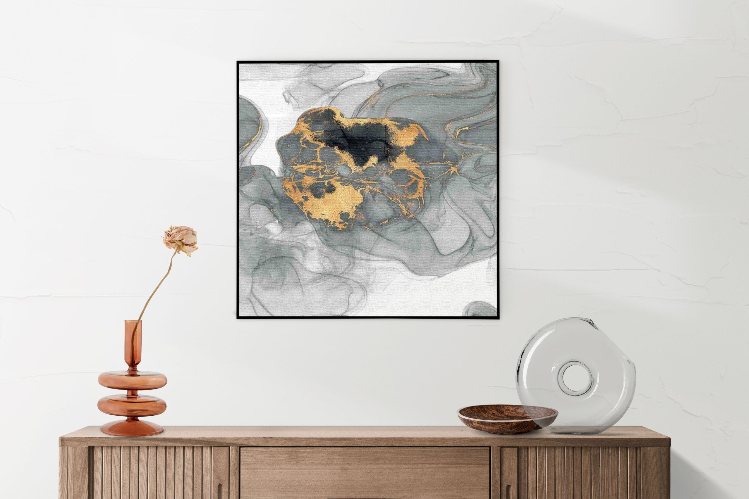 Akoestisch Schilderij Abstract Marmer Look Grijs met Goud 03 Vierkant Template Vierkant Rond marmer 11 1 5 scaled 1