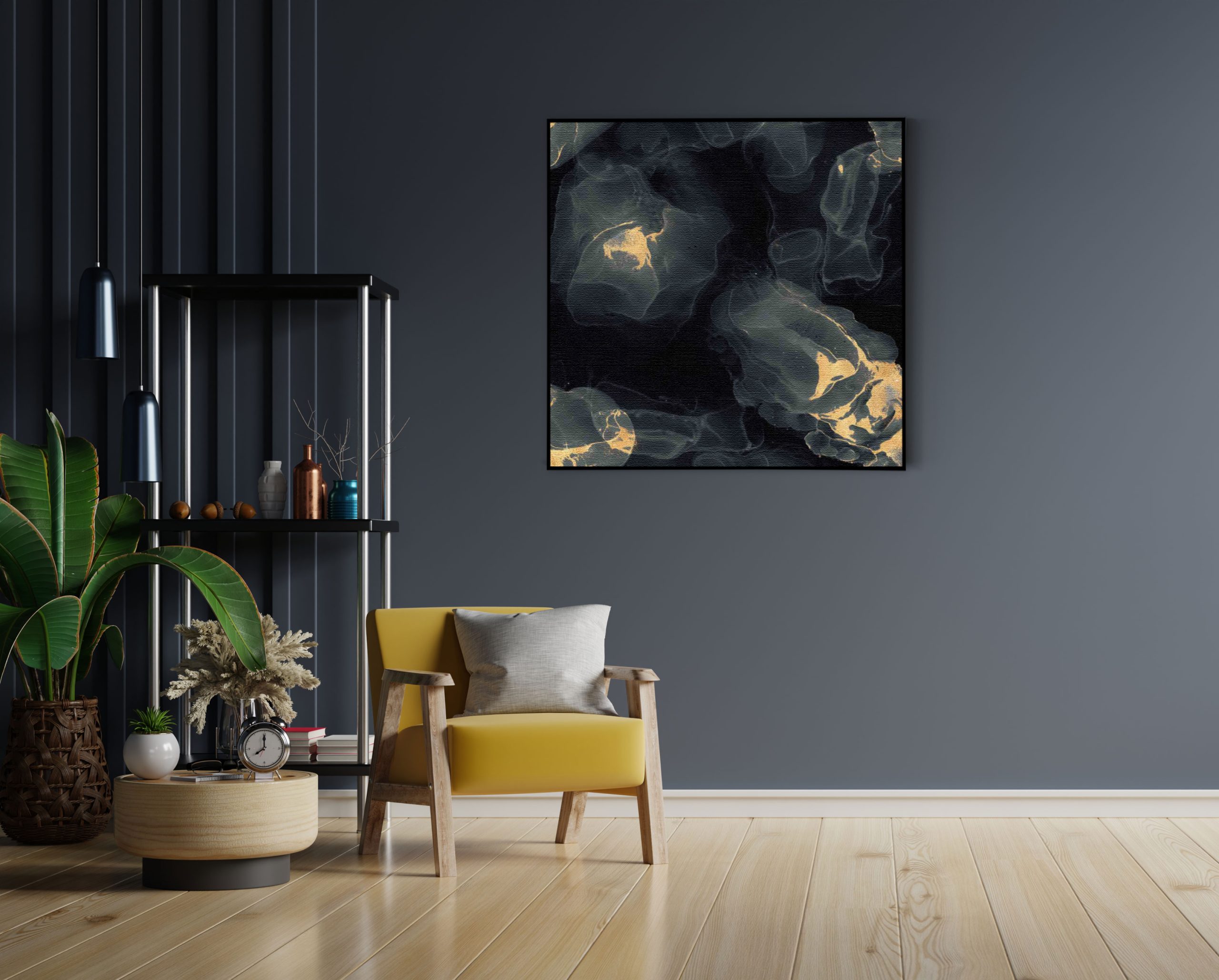 Akoestisch Schilderij Abstract Marmer Look Zwart met Goud 03 Vierkant Template Vierkant Rond marmer 12 1 4 scaled 1