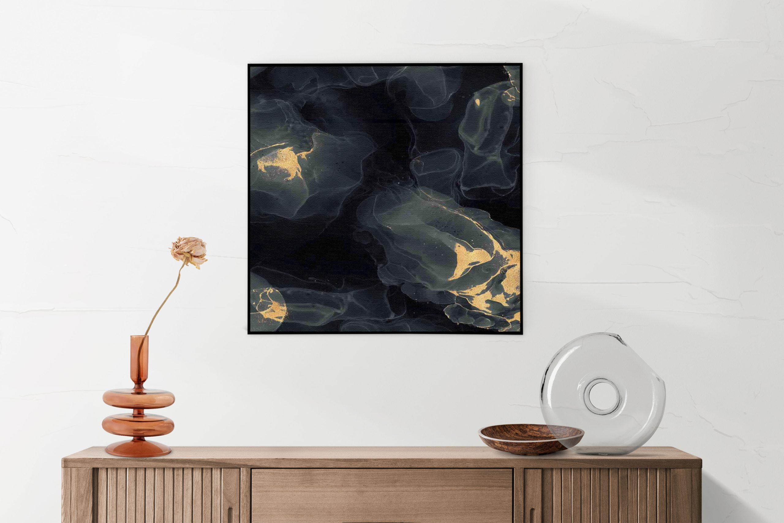 Akoestisch Schilderij Abstract Marmer Look Zwart met Goud 03 Vierkant Template Vierkant Rond marmer 12 1 5 scaled 1