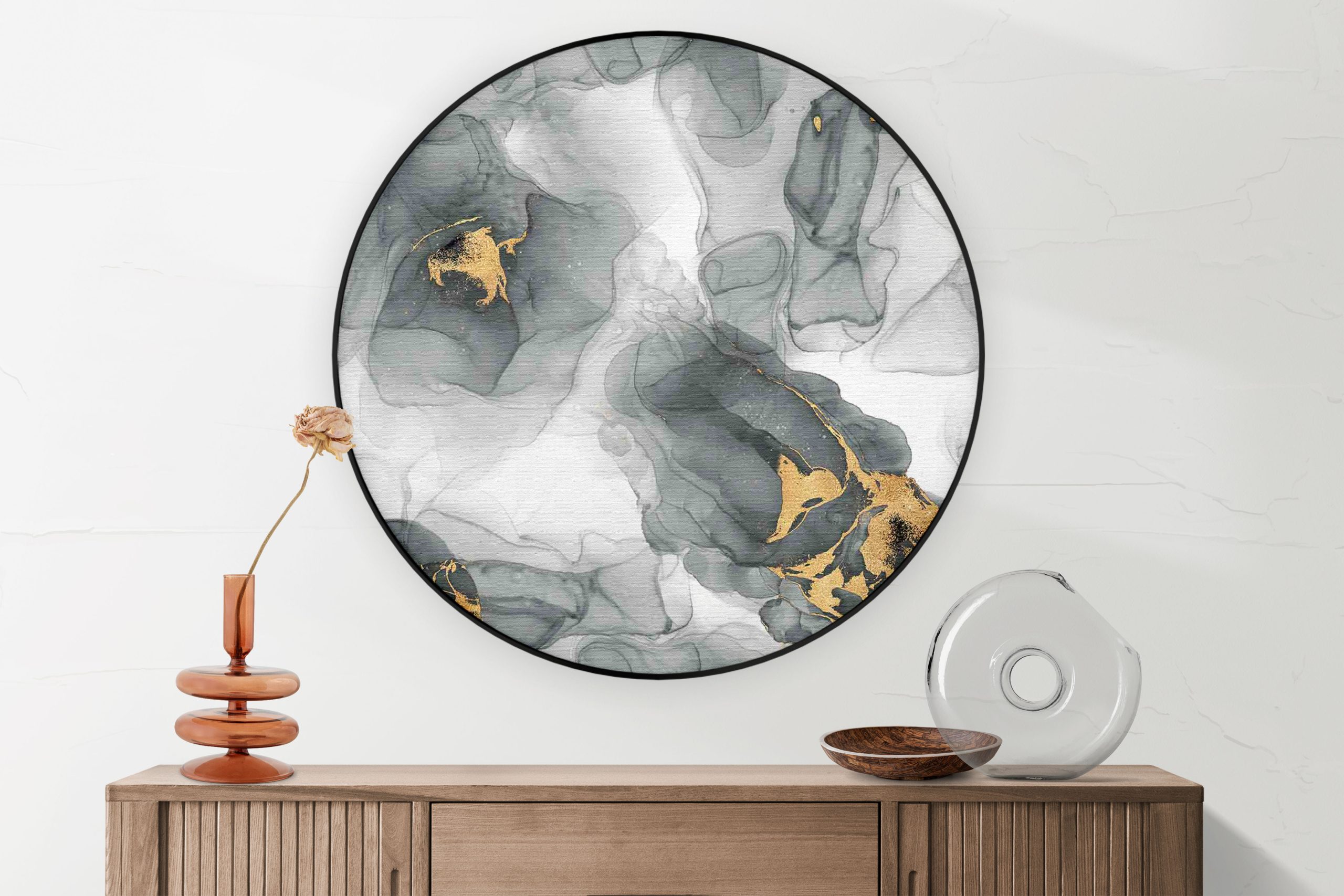 Akoestisch Schilderij Abstract Marmer Look Grijs met Goud 04 Rond - Muurcirkel Template Vierkant Rond marmer 13 1 2 scaled 1