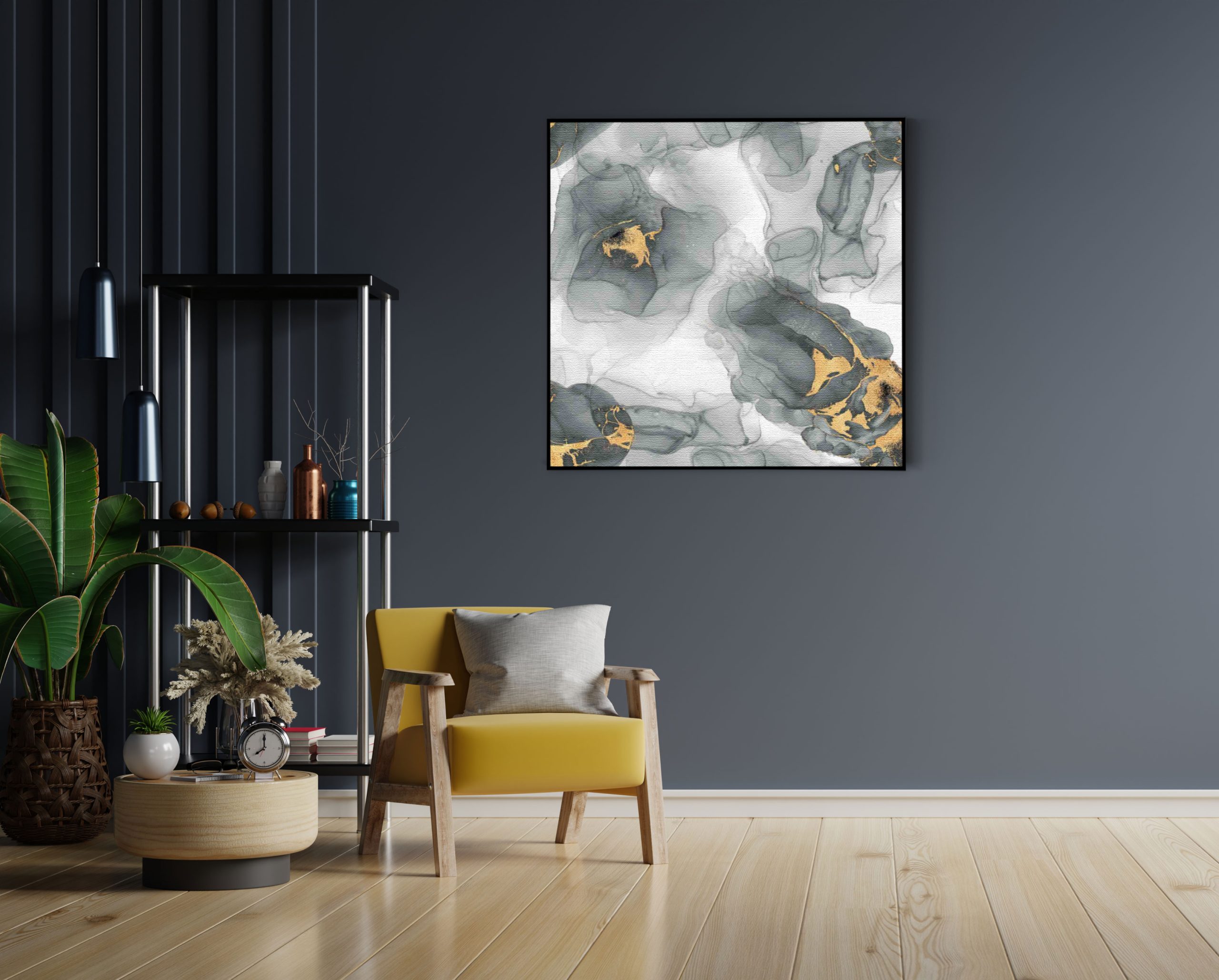 Akoestisch Schilderij Abstract Marmer Look Grijs met Goud 04 Vierkant Template Vierkant Rond marmer 13 1 4 scaled 1