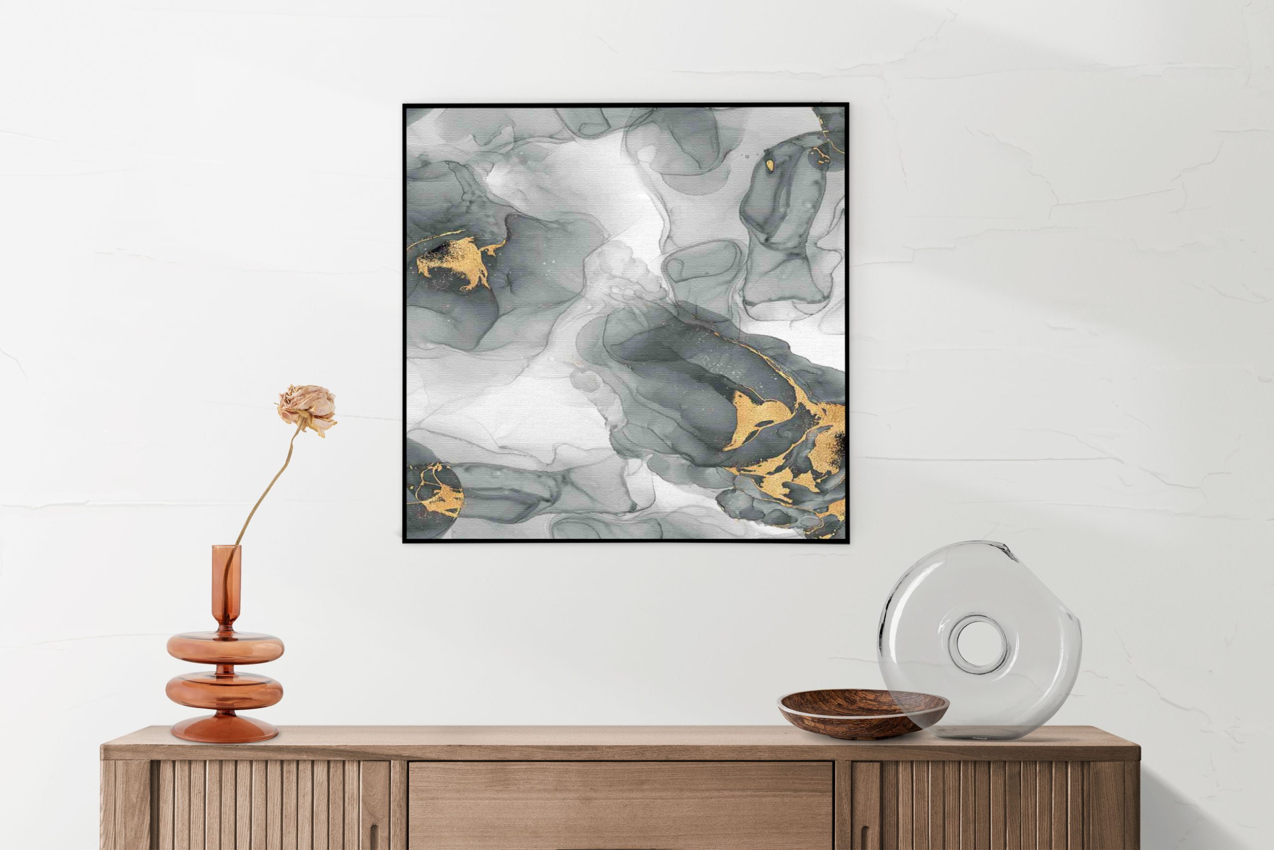 Akoestisch Schilderij Abstract Marmer Look Grijs met Goud 04 Vierkant Template Vierkant Rond marmer 13 1 5 scaled 1