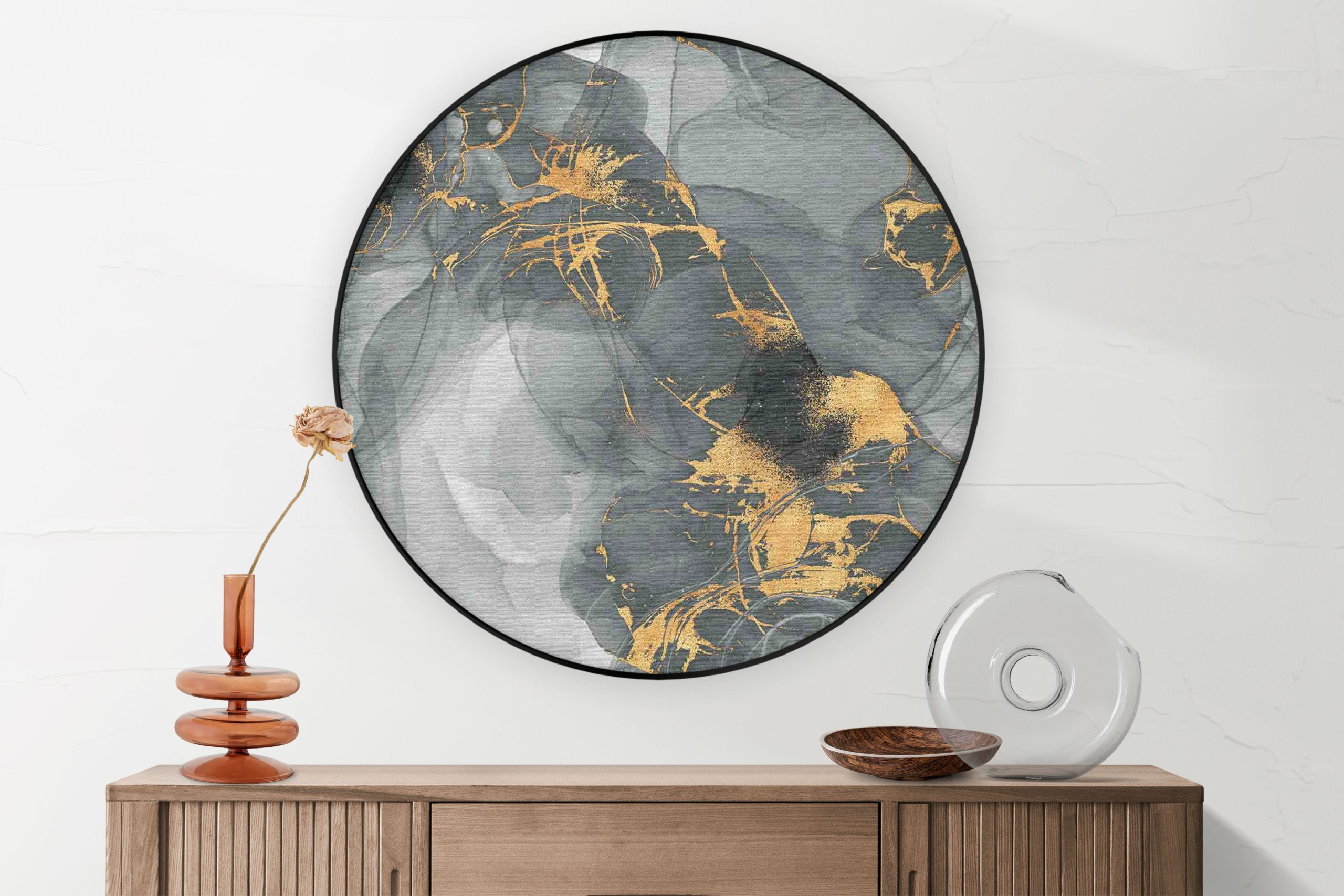 Akoestisch Schilderij Abstract Marmer Look Grijs met Goud 05 Rond - Muurcirkel Template Vierkant Rond marmer 14 1 2 scaled 1