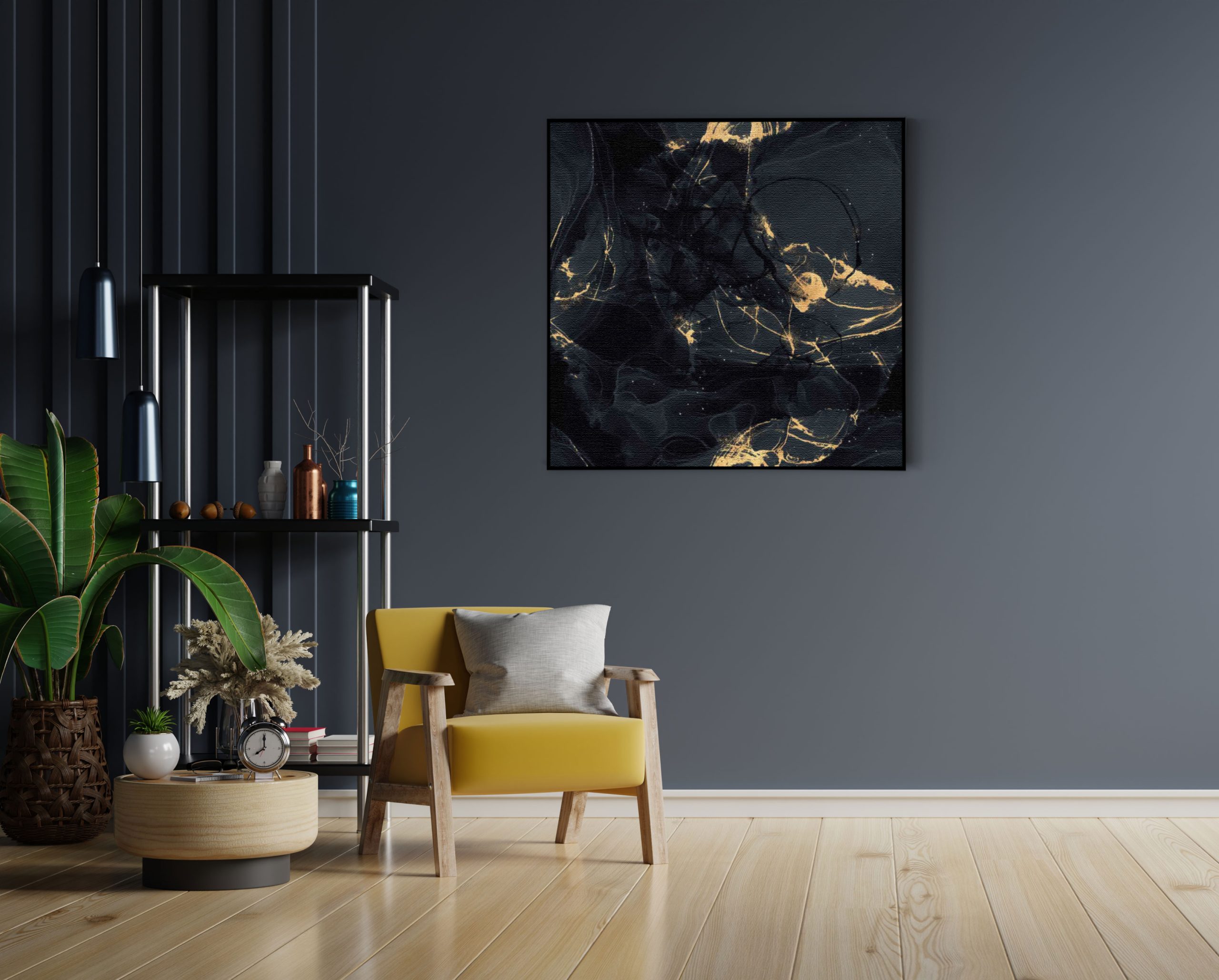 Akoestisch Schilderij Abstract Marmer Look Zwart met Goud 05 Vierkant Template Vierkant Rond marmer 16 1 4 scaled 1
