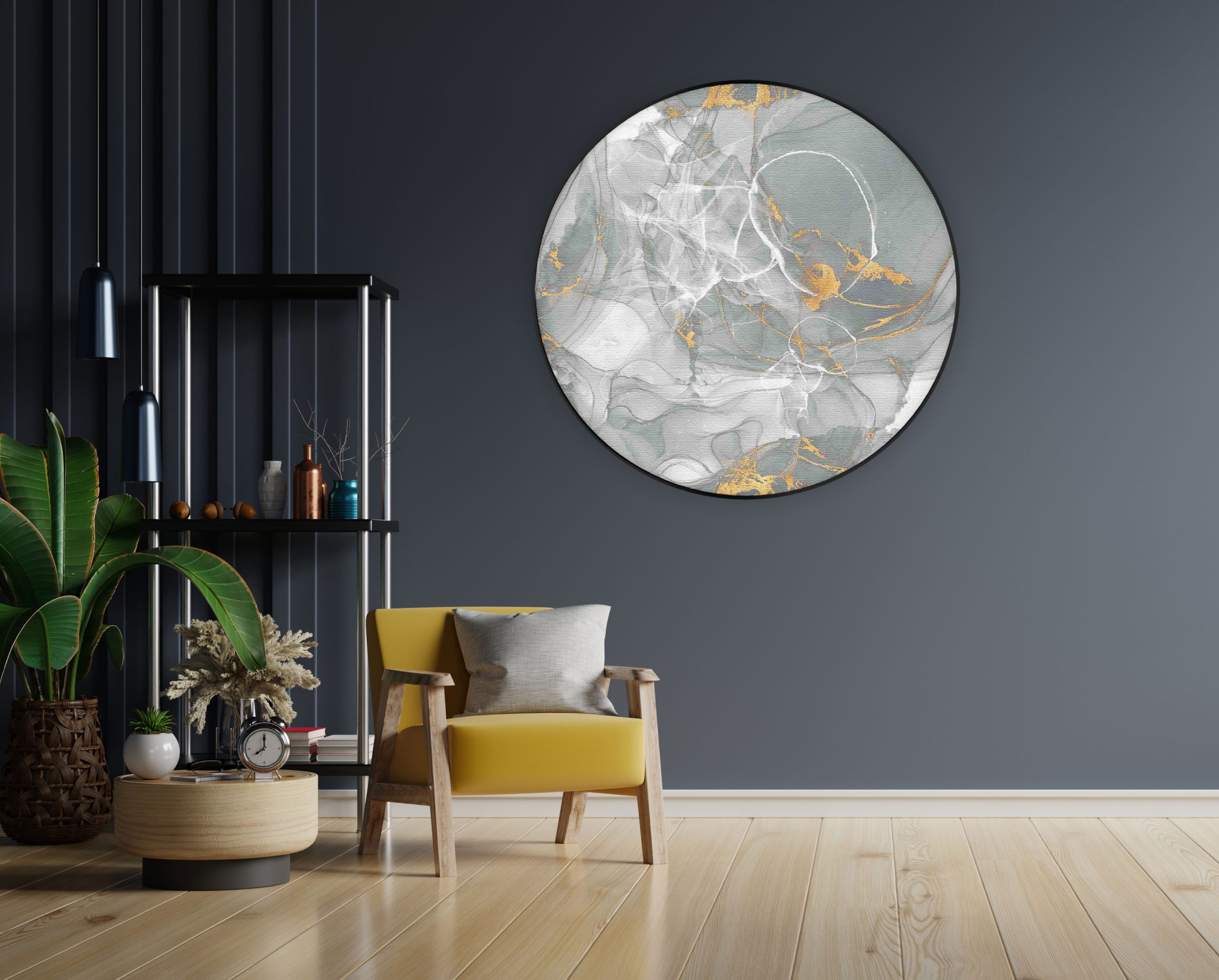 Akoestisch Schilderij Abstract Marmer Look Grijs met Goud 06 Rond - Muurcirkel Template Vierkant Rond marmer 17 1 1 scaled 1