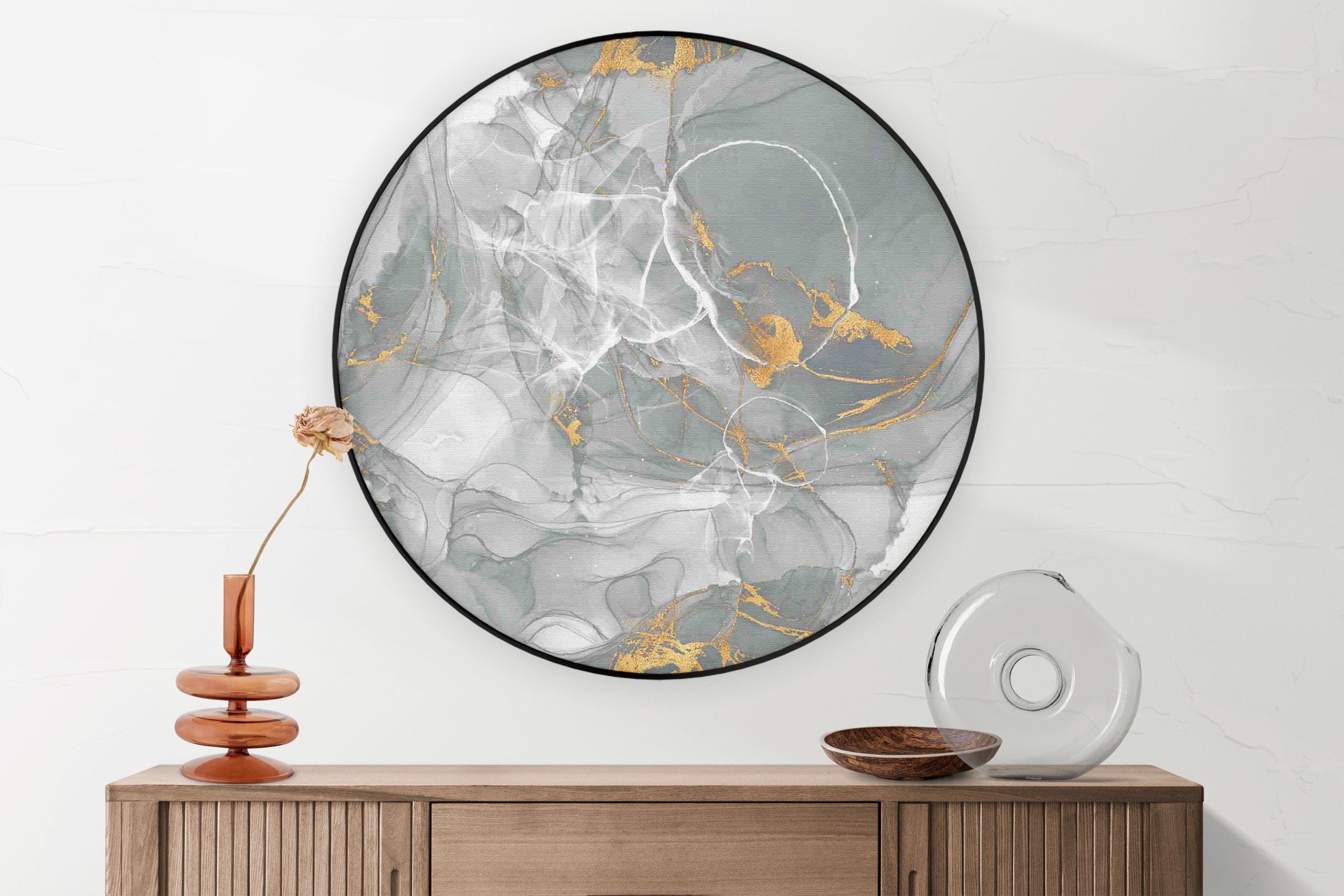 Akoestisch Schilderij Abstract Marmer Look Grijs met Goud 06 Rond - Muurcirkel Template Vierkant Rond marmer 17 1 2 scaled 1