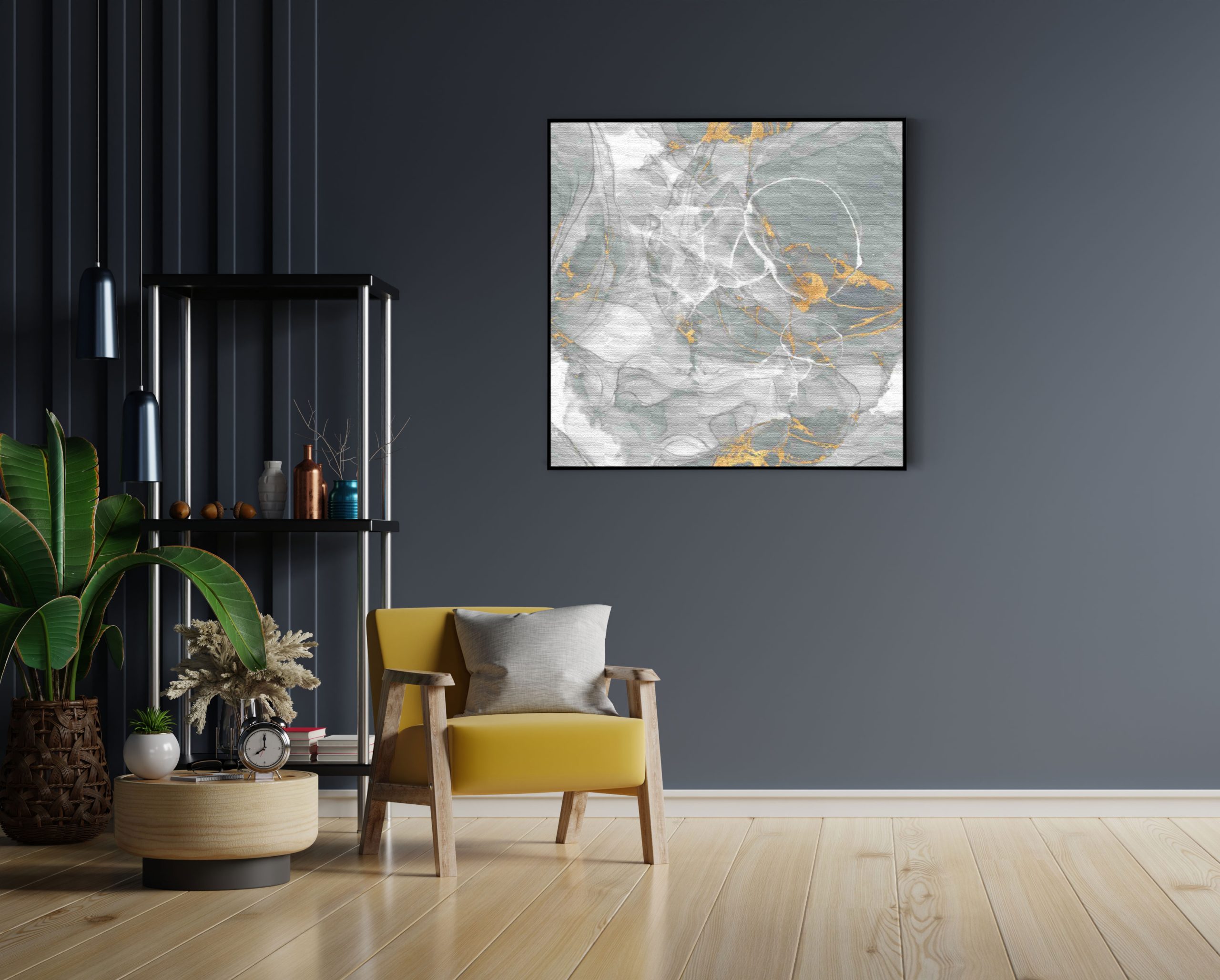 Akoestisch Schilderij Abstract Marmer Look Grijs met Goud 06 Vierkant Template Vierkant Rond marmer 17 1 4 scaled 1