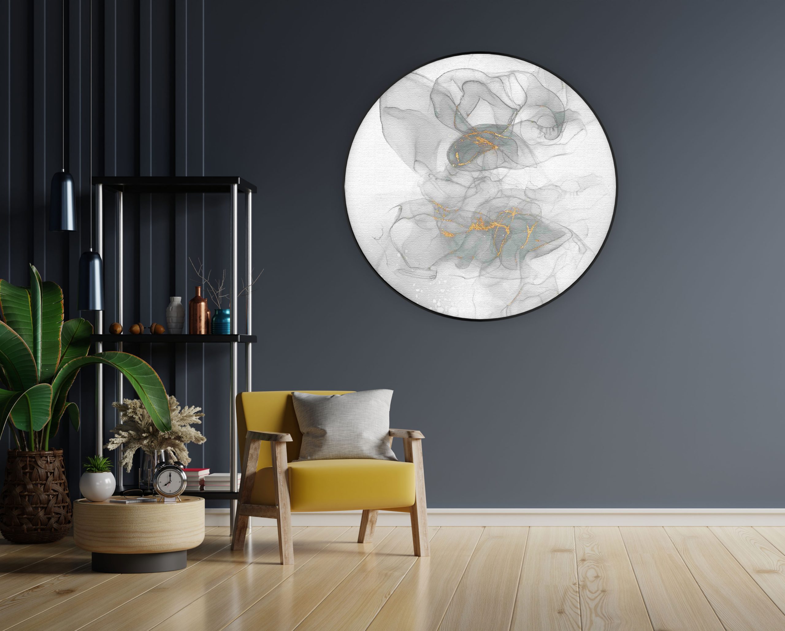 Akoestisch Schilderij Abstract Marmer Look Grijs met Goud 07 Rond - Muurcirkel Template Vierkant Rond marmer 18 1 1 scaled 1
