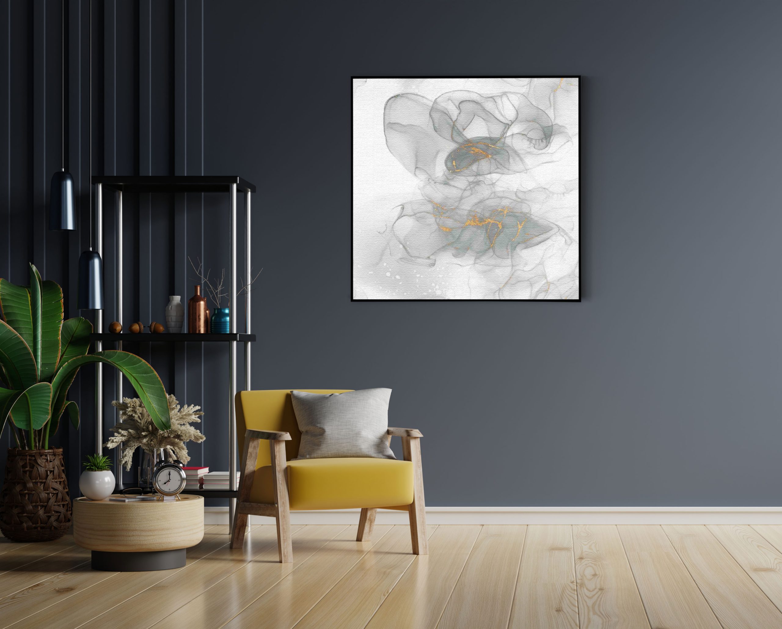 Akoestisch Schilderij Abstract Marmer Look Grijs met Goud 07 Vierkant Template Vierkant Rond marmer 18 1 4 scaled 1