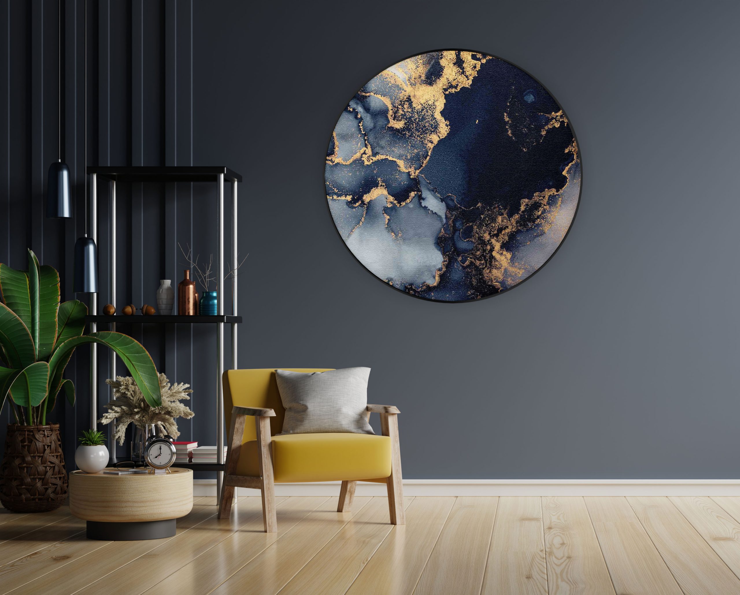 Akoestisch Schilderij Marmer Look Chique Donker Blauwtinten met Goud 02 Rond - Muurcirkel Template Vierkant Rond marmer 31 1 1 scaled 1