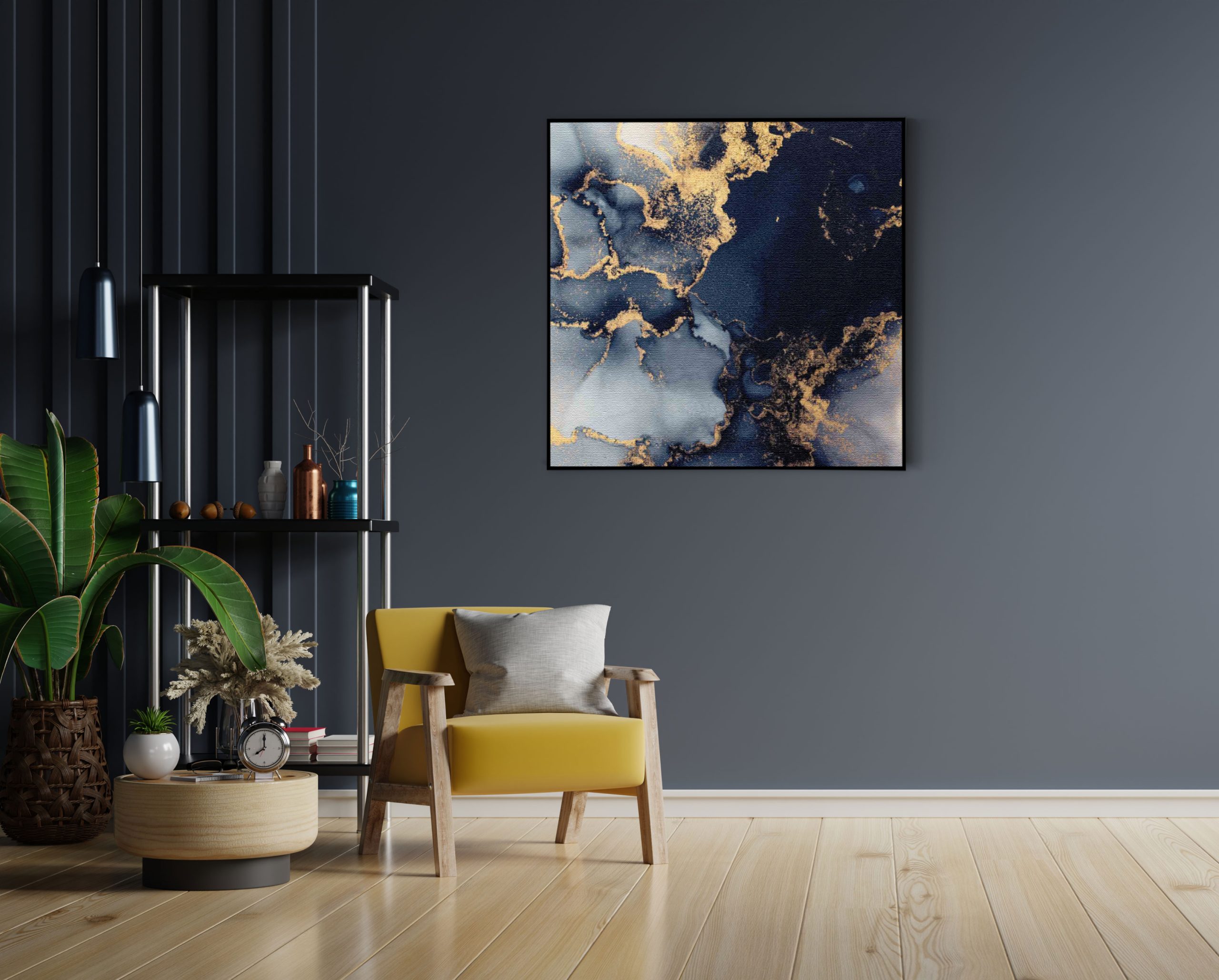 Akoestisch Schilderij Marmer Look Chique Donker Blauwtinten met Goud 02 Vierkant Template Vierkant Rond marmer 31 1 4 scaled 1