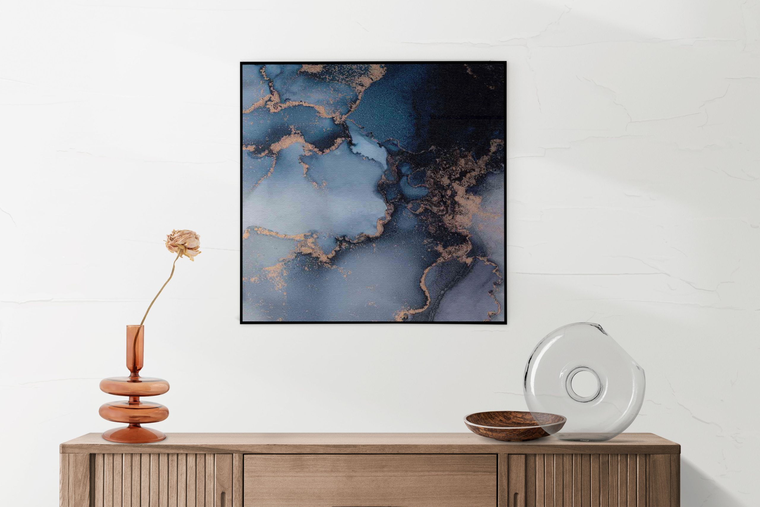 Akoestisch Schilderij Marmer Look Chique Donker Blauwtinten met Goud 03 Vierkant Template Vierkant Rond marmer 32 1 5 scaled 1